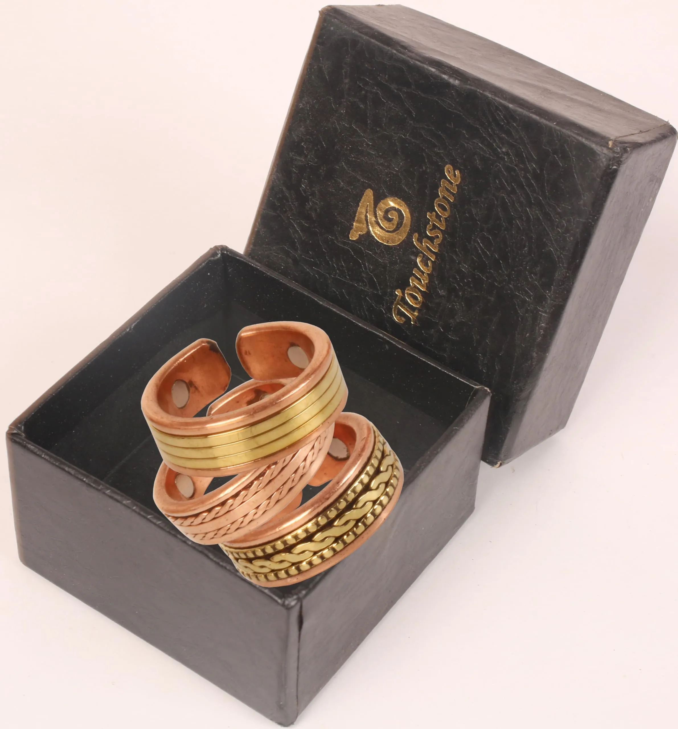 Touchstone Anelli in rame forgiato a mano con spirali intrecciate, set di 3 - immagine 5