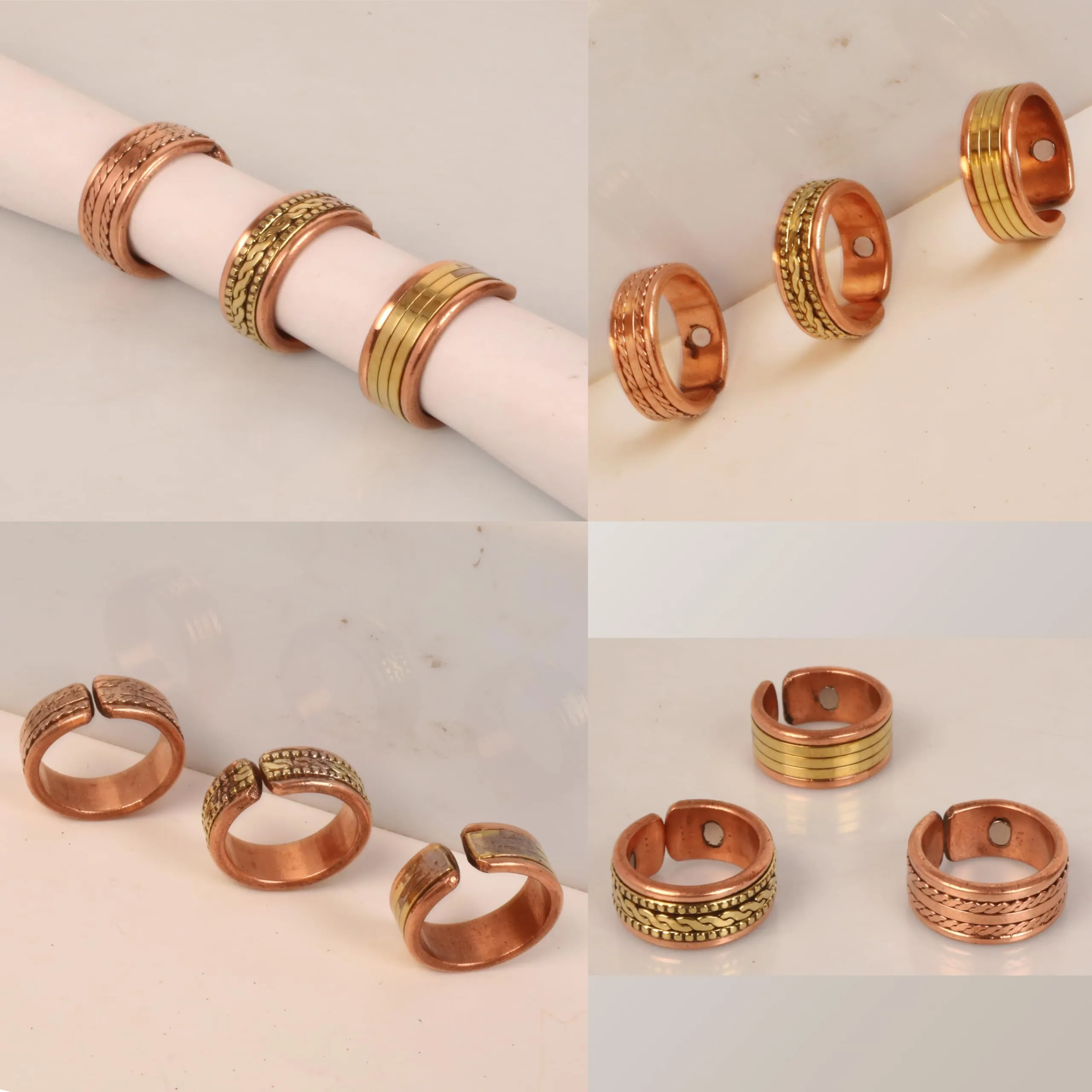 Touchstone Anelli in rame forgiato a mano con spirali intrecciate, set di 3 - immagine 6