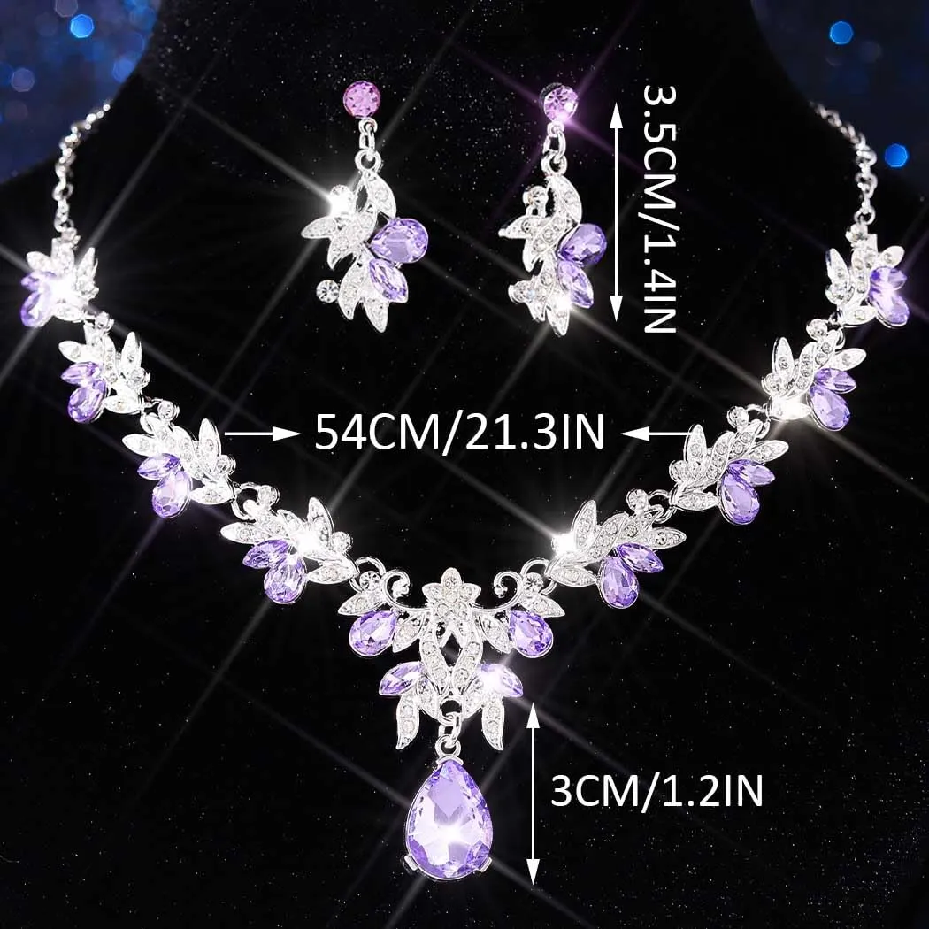Fashband Set di gioielli da sposa con cristalli e perle sintetiche, collana e orecchini - immagine 2