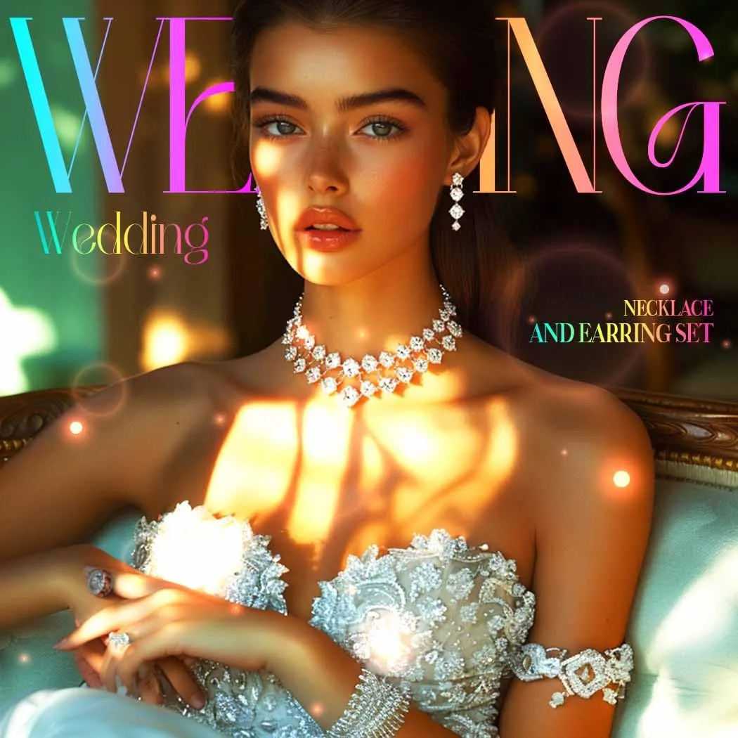 Fashband Set di gioielli da sposa con cristalli e perle sintetiche, collana e orecchini - immagine 4