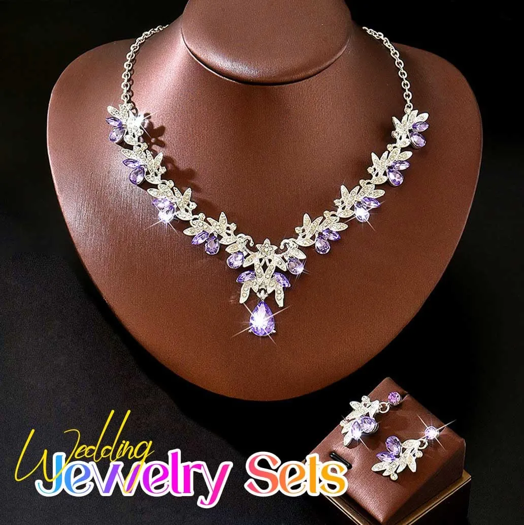 Fashband Set di gioielli da sposa con cristalli e perle sintetiche, collana e orecchini - immagine 7