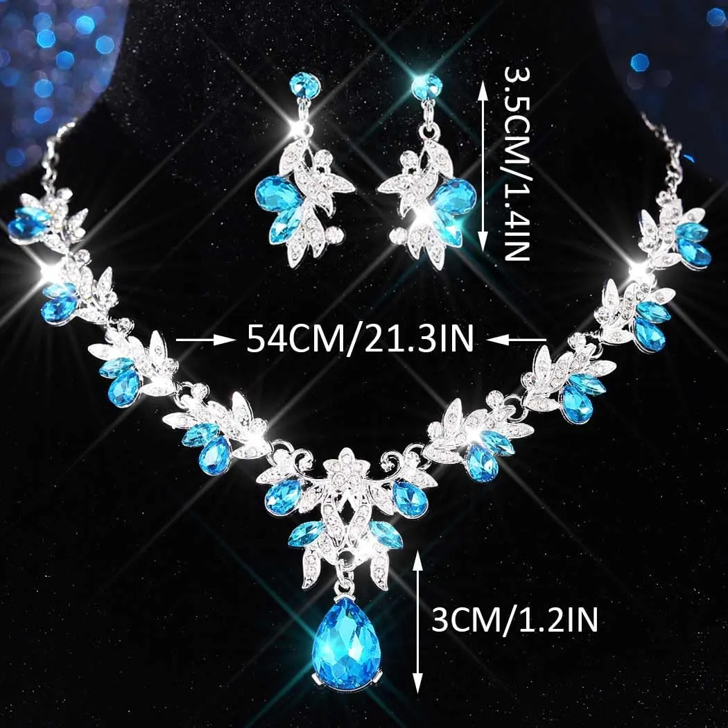 Fashband Parure da sposa con collana e orecchini in cristallo - immagine 2
