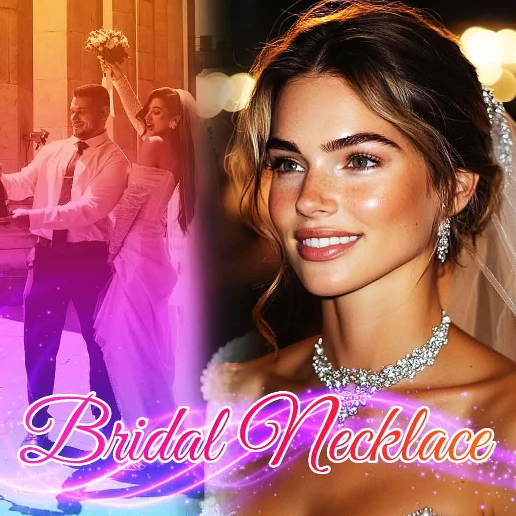 Fashband Parure da sposa con collana e orecchini in cristallo - immagine 6
