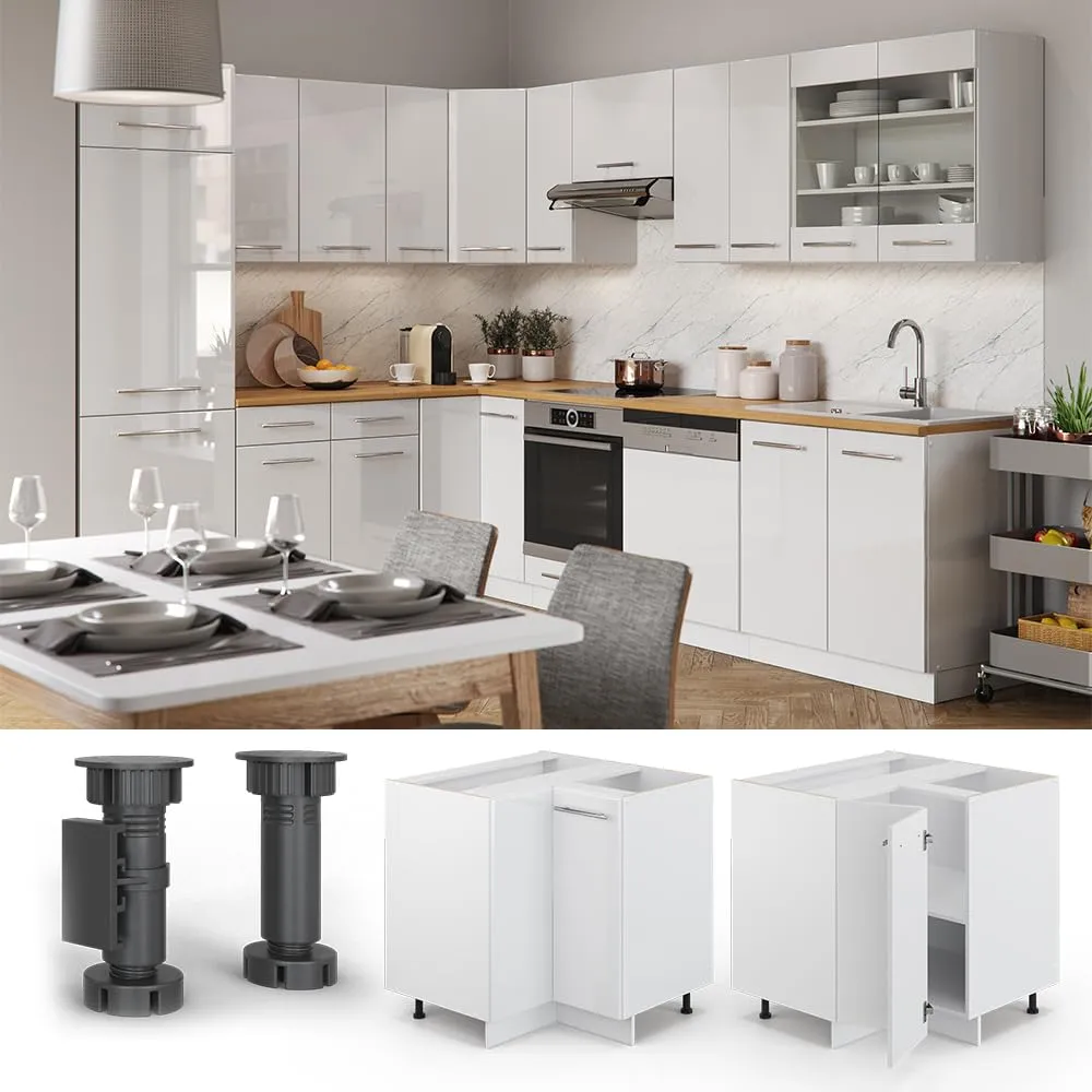 Vicco Mobile angolare cucina Fame-Line, Bianco lucido, 80.5 cm - immagine 4