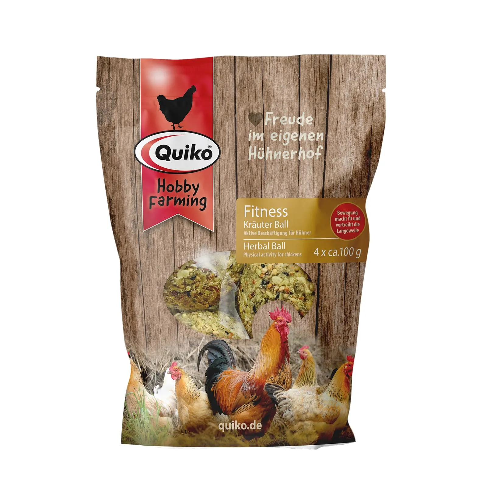 Quiko Hobby Farming Fitness Palla alle Erbe per Pollo, 4 x 100 g - immagine 1