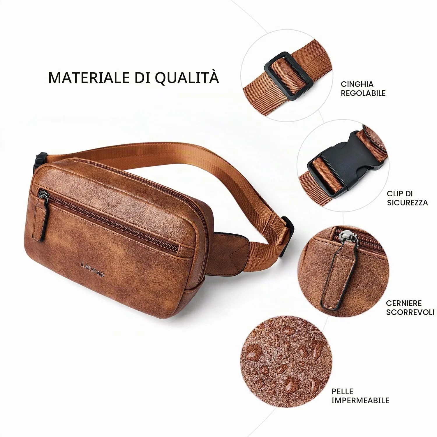 LATMAP Marsupio Donna a Tracolla in Pelle PU - immagine 5