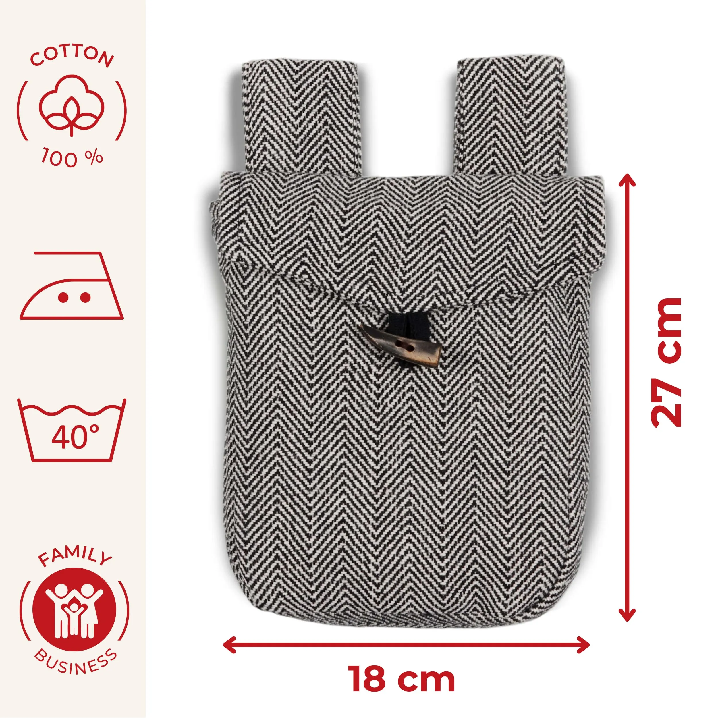 HEMAD Borsa Medievale in Cotone Marsupio Modello Widia, Nero-Amarillento, Taglia Unica - immagine 3