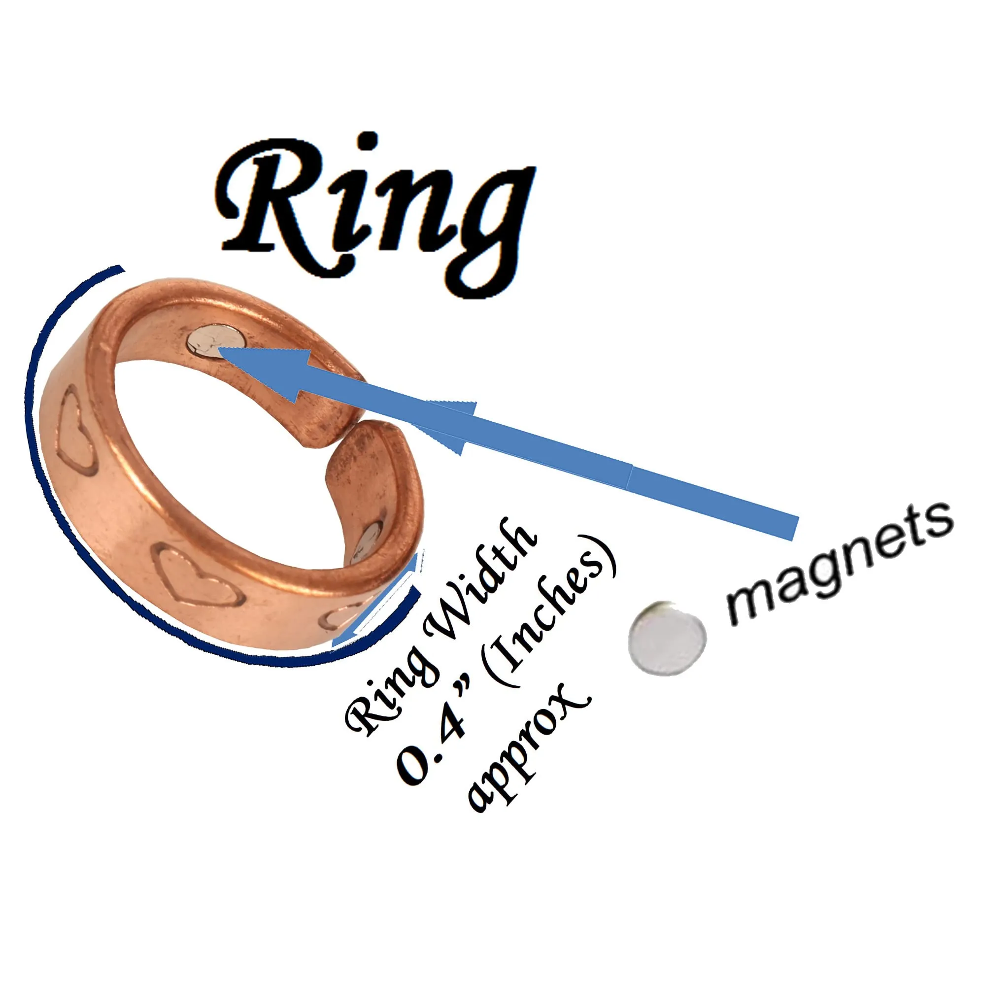Touchstone Anello Magnetico a Forma di Cuore in Rame Puro Regolabile - immagine 4