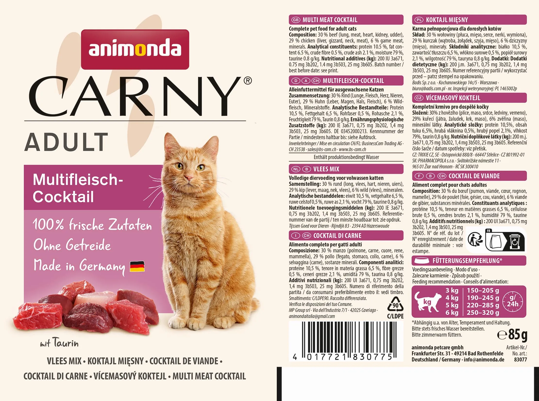 animonda Carny Adult Cibo Umido per Gatti Cocktail Multi-Carne 12 x 85 g - immagine 3