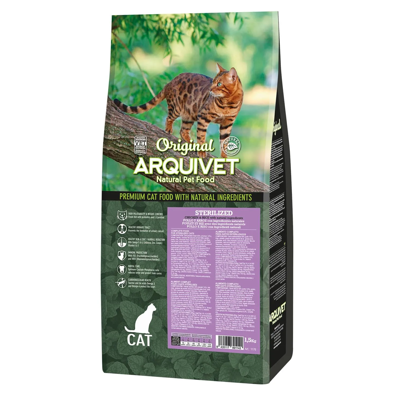 Arquivet Sterilized Cibo per Gatti Pollo e Riso 1,5 kg - immagine 1