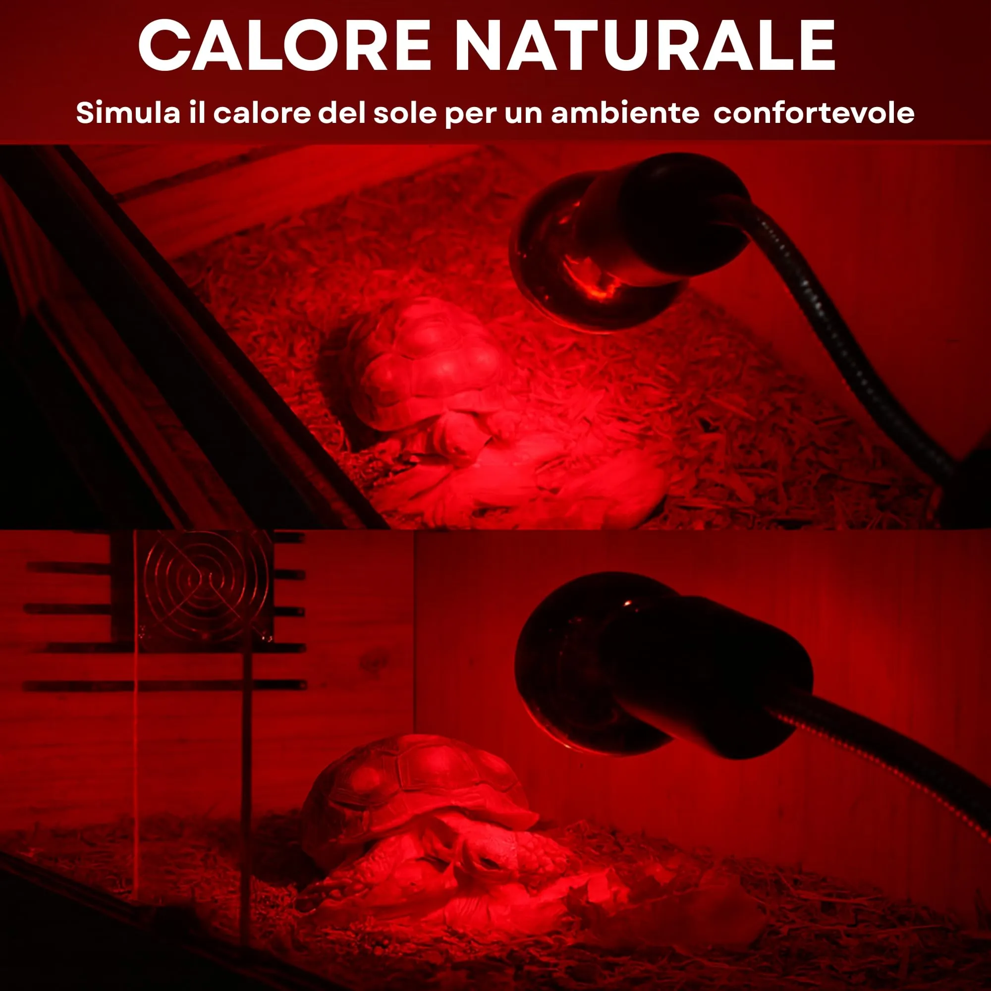 Jeko Tribe Kit 2 Lampade Infrarossi Riscaldanti 60W con Portalampada E27, Pinza e Interruttore per Rettili e Piccoli Animali - immagine 5