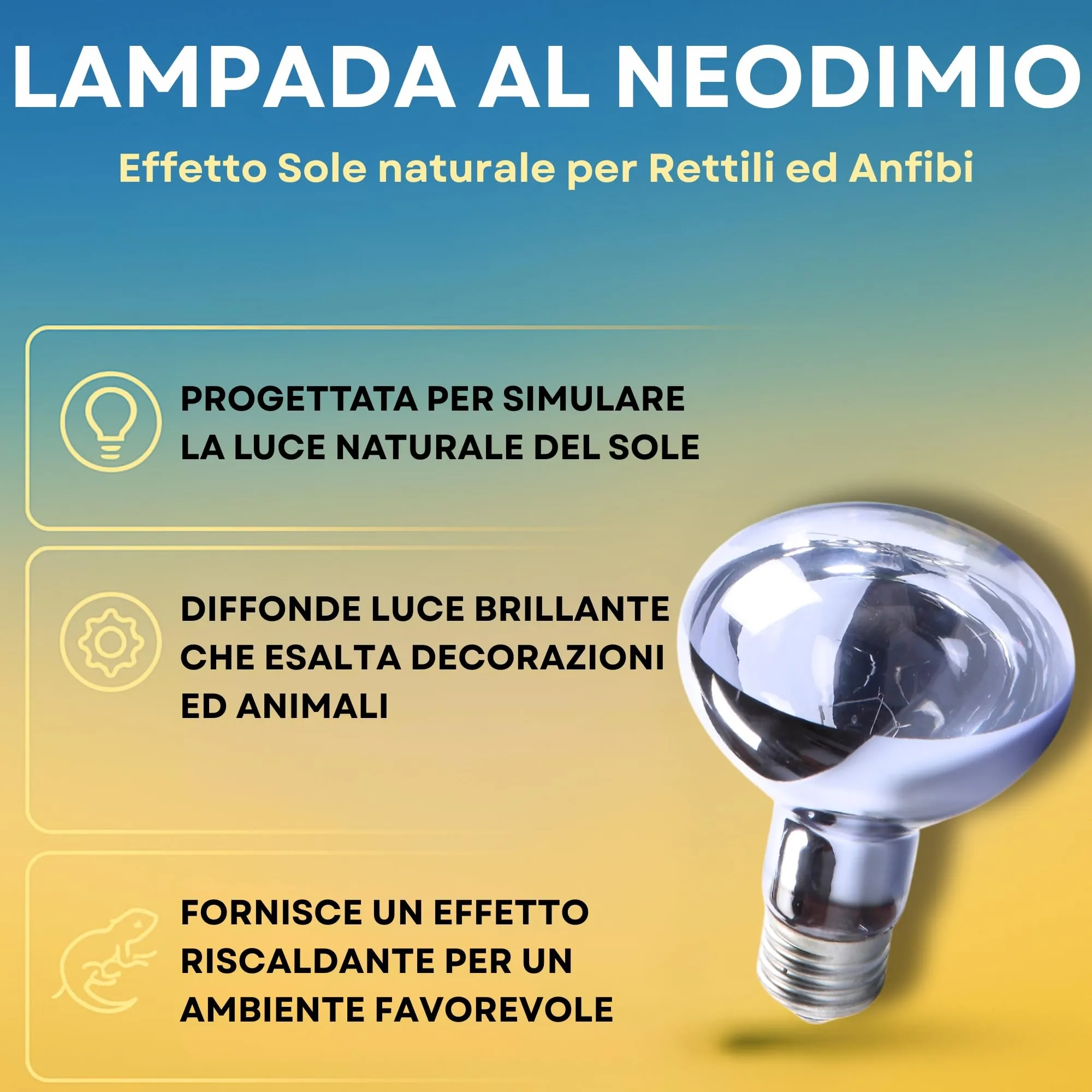JEKO TRIBE Kit Lampada al Neodimio 75W (2 Pezzi) con Portalampada E27 Dimmerabile e Pinza per Rettili e Piccoli Animali - immagine 4