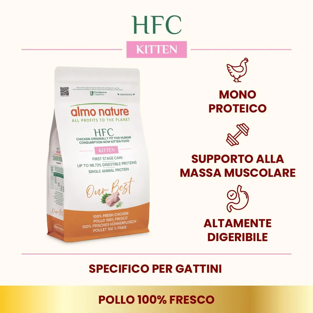 Almo Nature HFC Our Best Kitten Croccantini per Gattini Pollo Fresco Monoproteico Senza Glutine 1,2kg - immagine 3