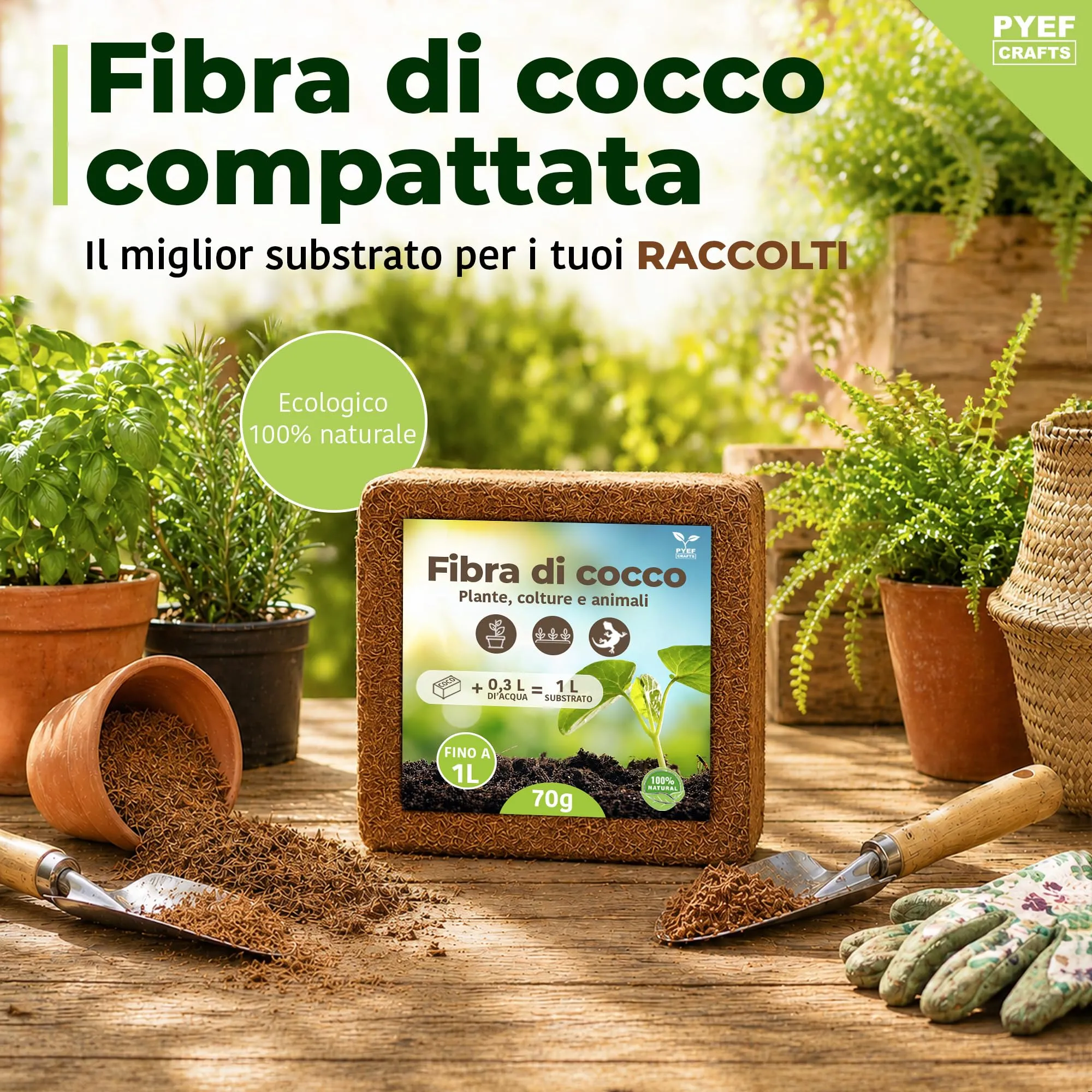 PYEF CRAFTS Fibra di Cocco per Piante e Rettili (1L) - immagine 2