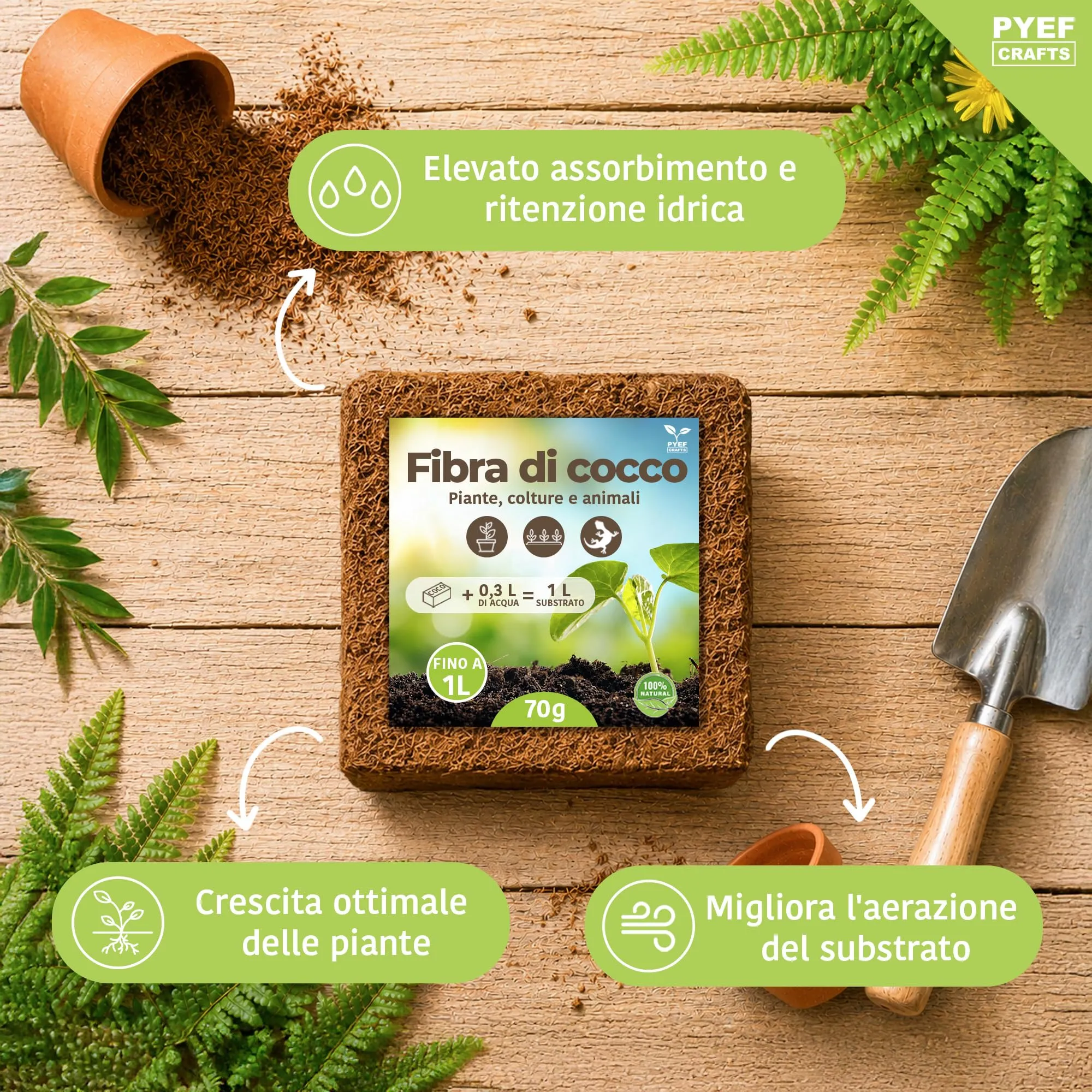 PYEF CRAFTS Fibra di Cocco per Piante e Rettili (1L) - immagine 3