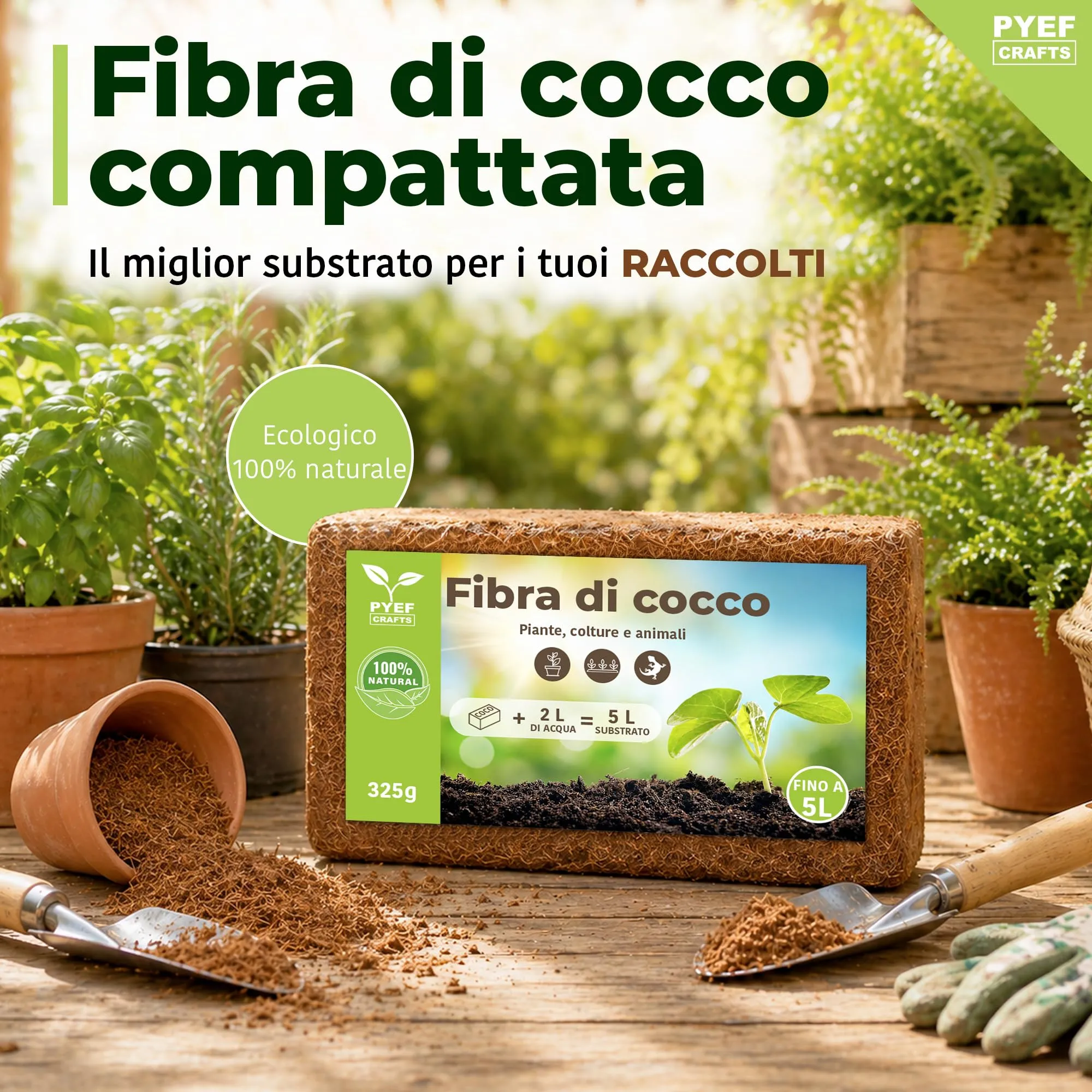 PYEF CRAFTS Fibra di Cocco per Piante e Rettili (5L) - immagine 2
