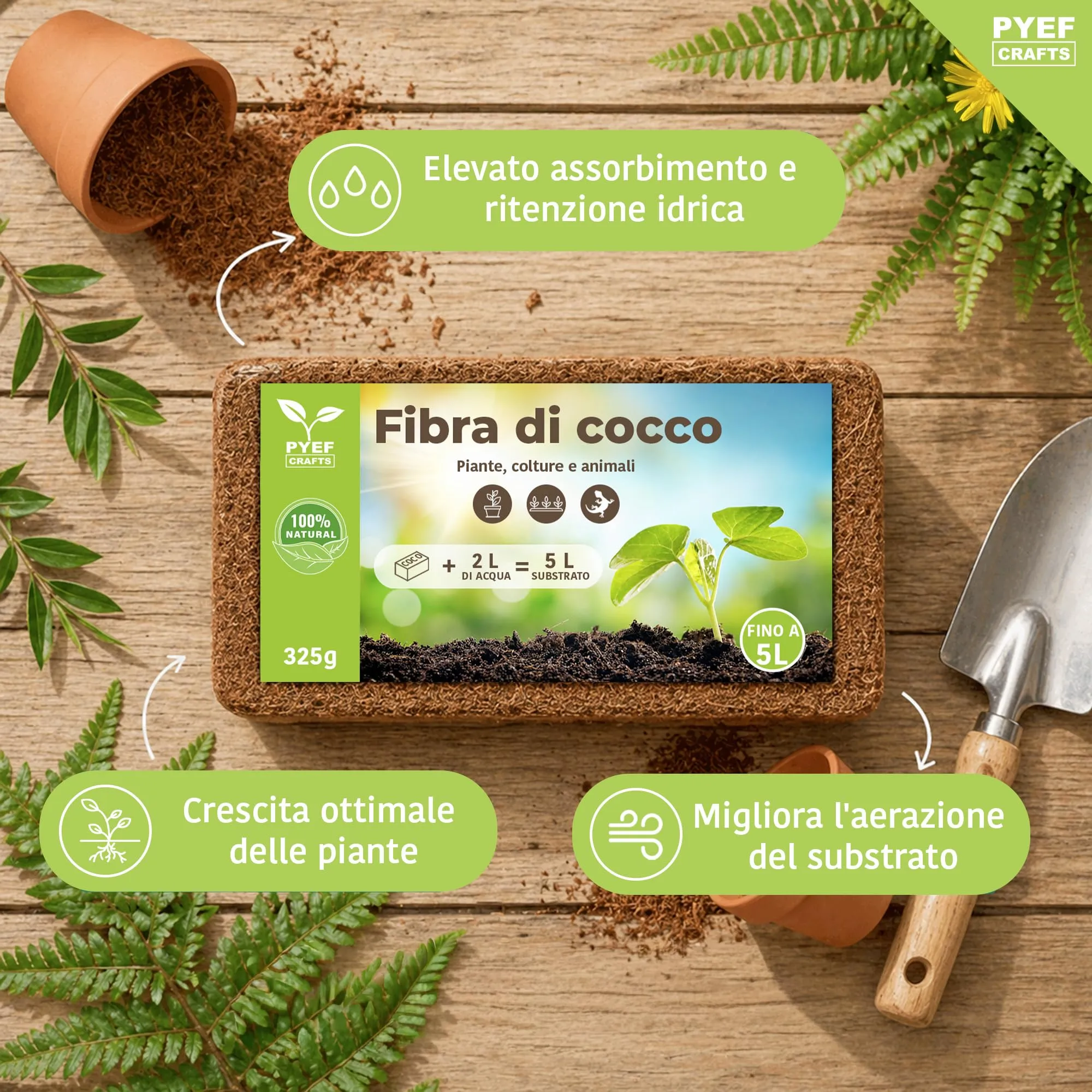 PYEF CRAFTS Fibra di Cocco per Piante e Rettili (5L) - immagine 3