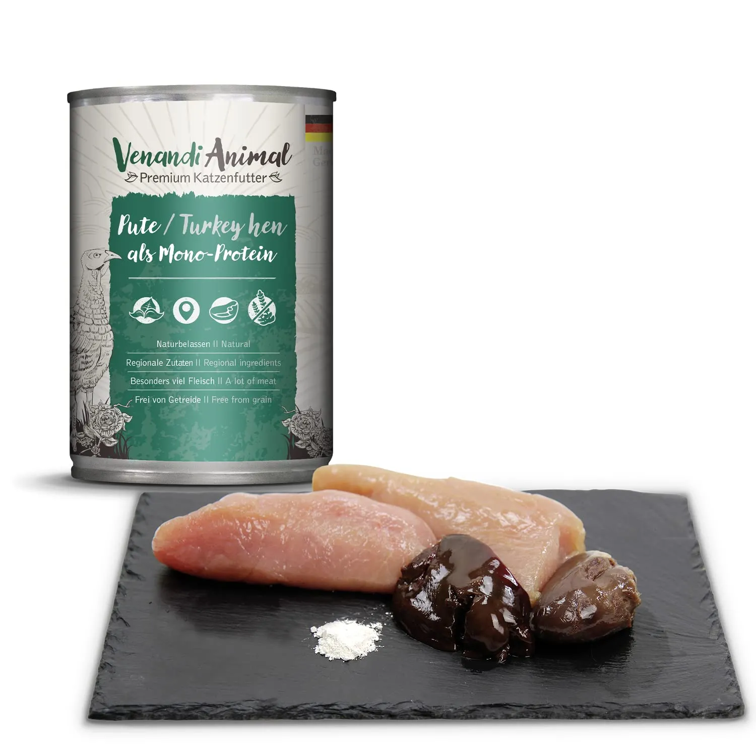 VenandiAnimal Alimento Umido per Gatti Senza Cereali, Pollo, Tacchino e Manzo, 6 x 400 g - immagine 4