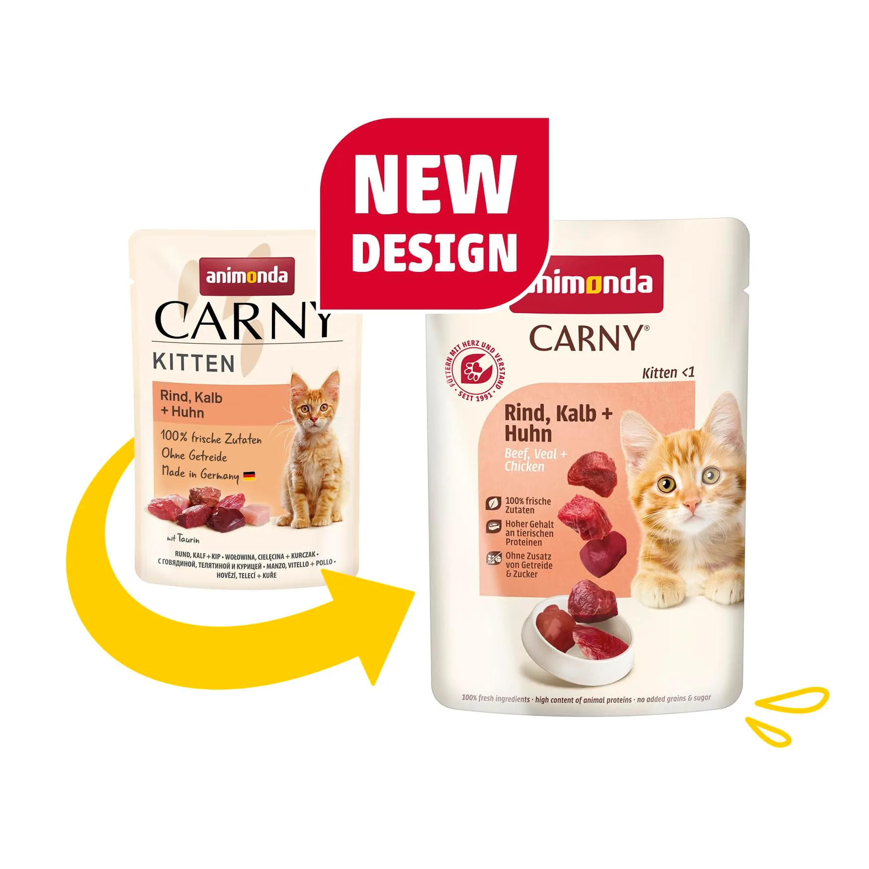 animonda Carny Kitten cibo umido per gatti Manzo, Vitello e Pollame 12 x 85 g - immagine 2