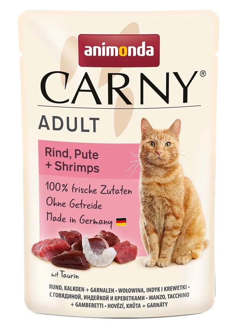 animonda Carny Adult Cibo Umido per Gatti Manzo, Pollo e Gamberetti 12 x 85 g - immagine 1