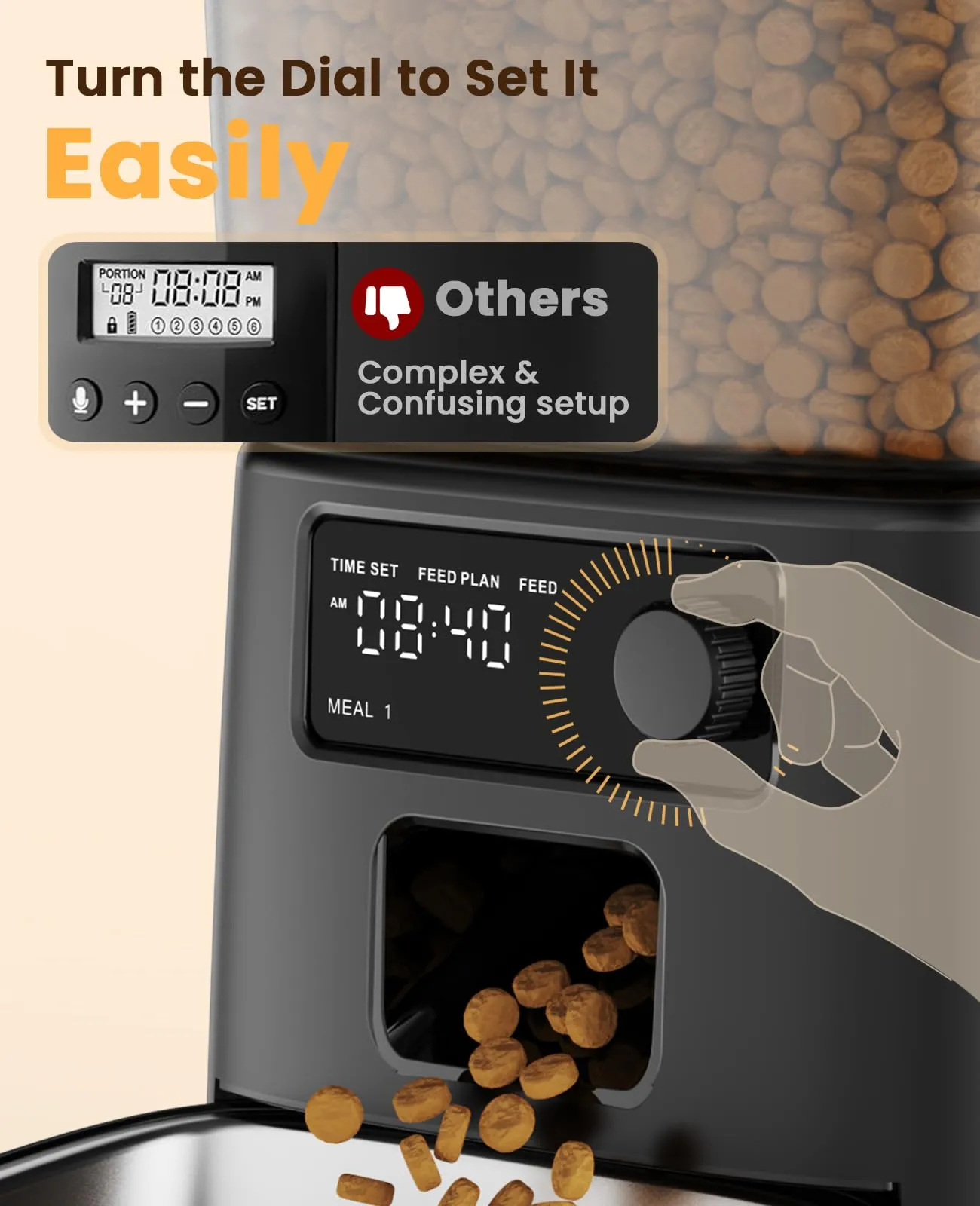 oneisall Alimentatore Automatico per Gatti, 3.5L, Nero - immagine 3