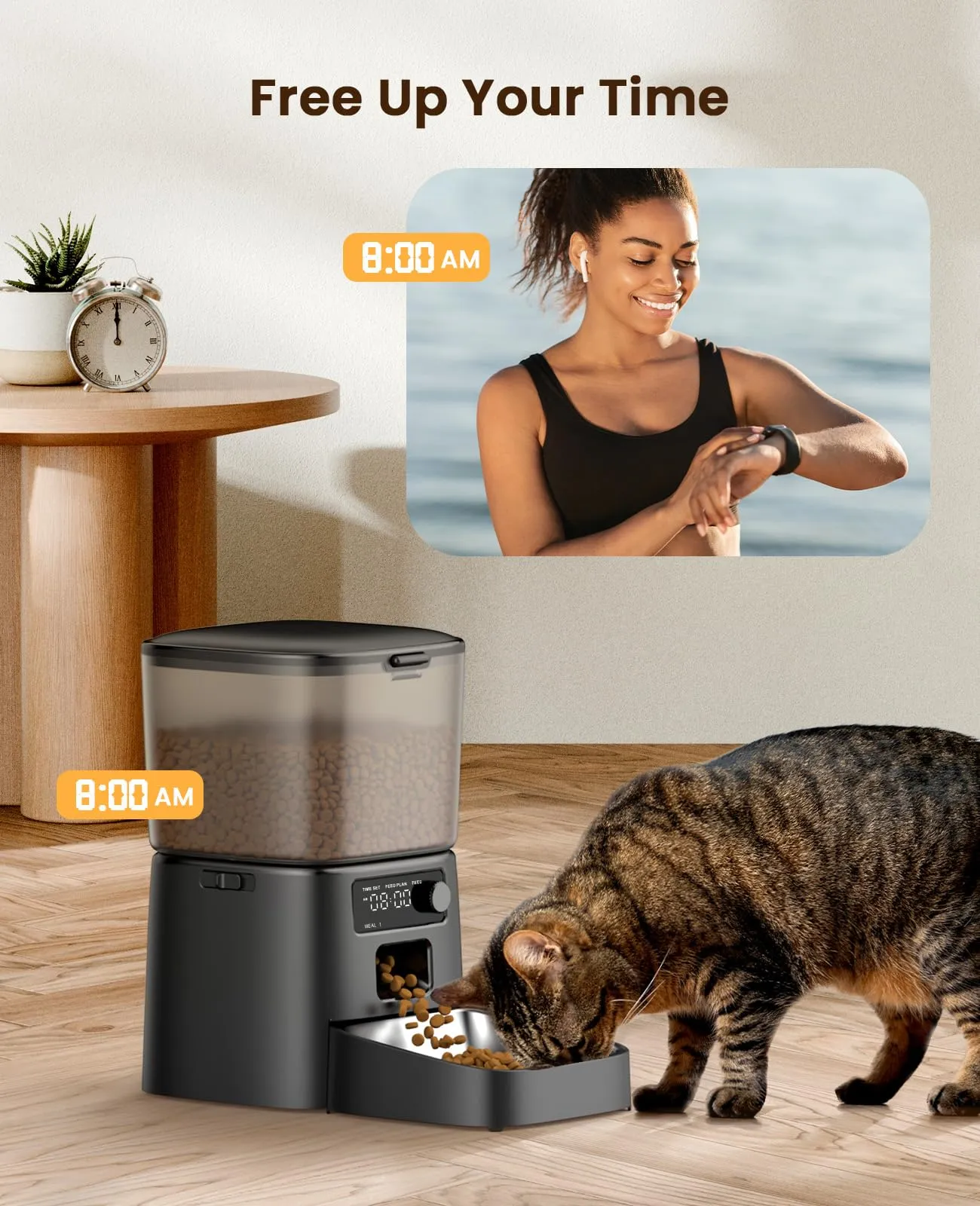 oneisall Alimentatore Automatico per Gatti, 3.5L, Nero - immagine 5