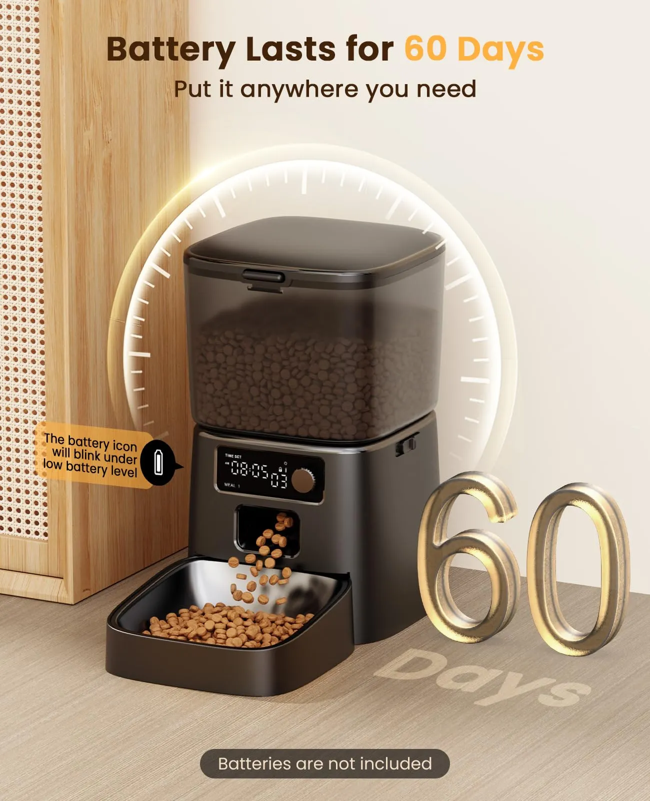 oneisall Alimentatore Automatico per Gatti, 3.5L, Nero - immagine 7