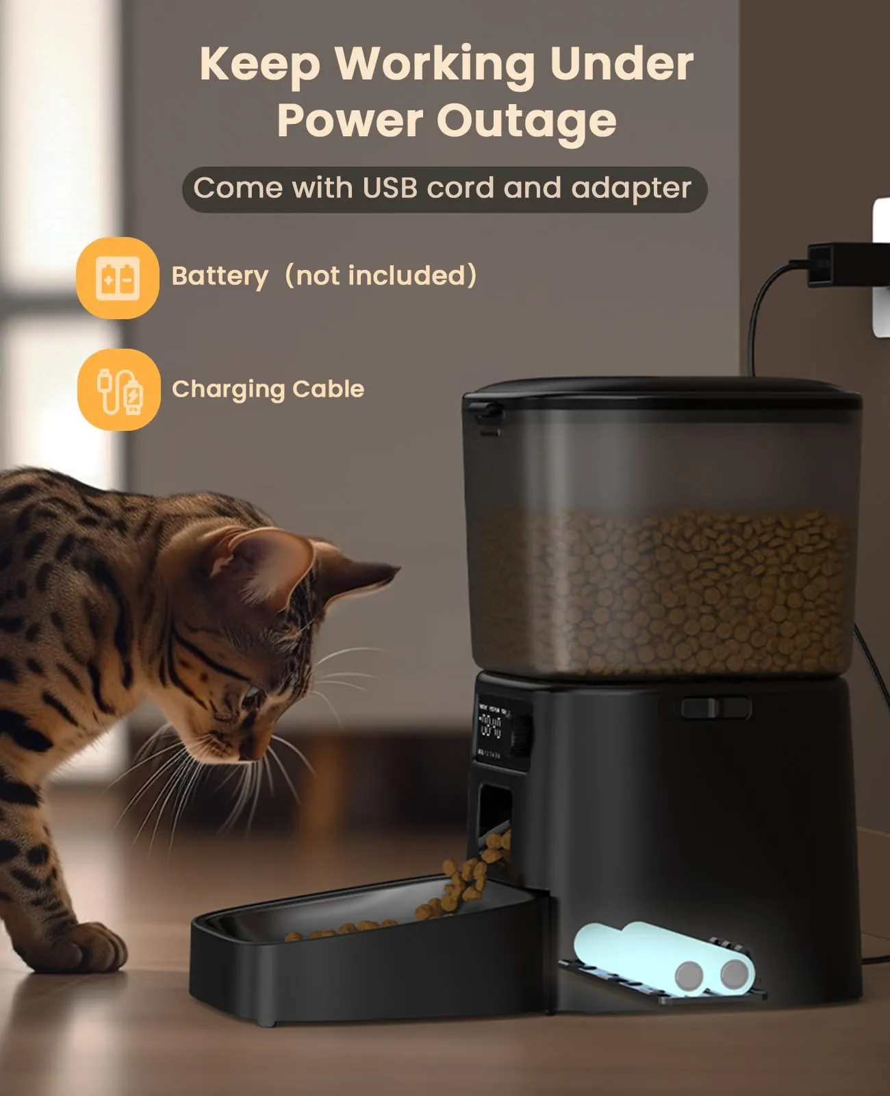 oneisall Alimentatore Automatico per Gatti, 3.5L, Nero - immagine 8