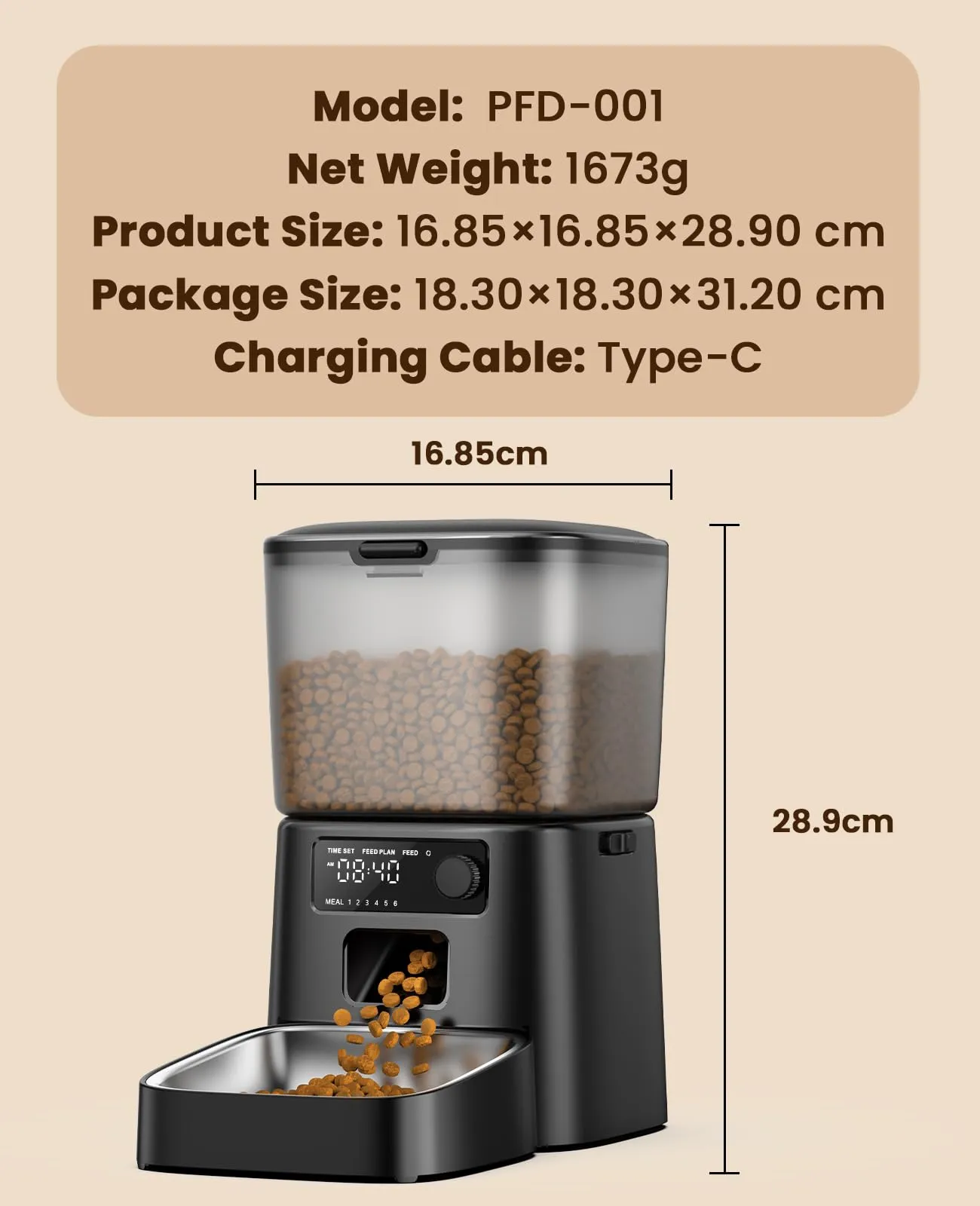 oneisall Alimentatore Automatico per Gatti, 3.5L, Nero - immagine 9