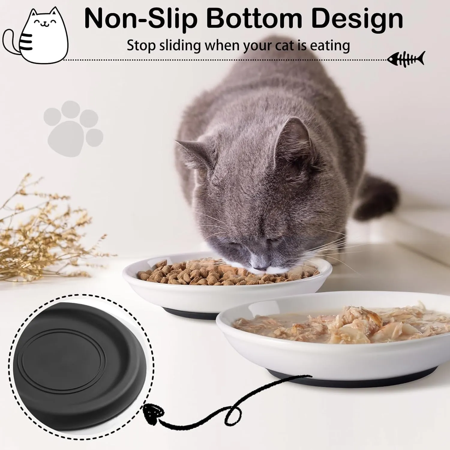 Pavlleen Ciotole in Ceramica per Gatti, Set di 3 - immagine 4