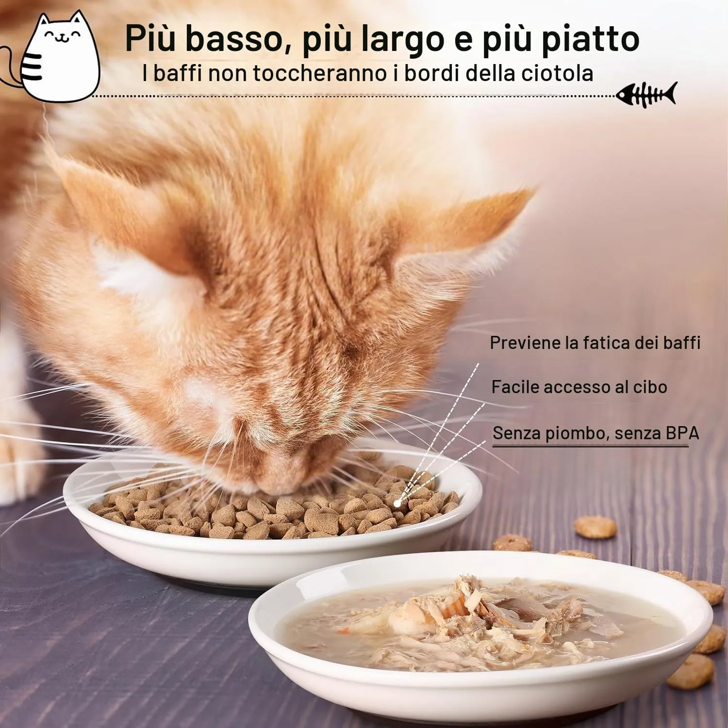 Pavlleen Ciotole in Ceramica per Gatti, Set di 3 - immagine 7