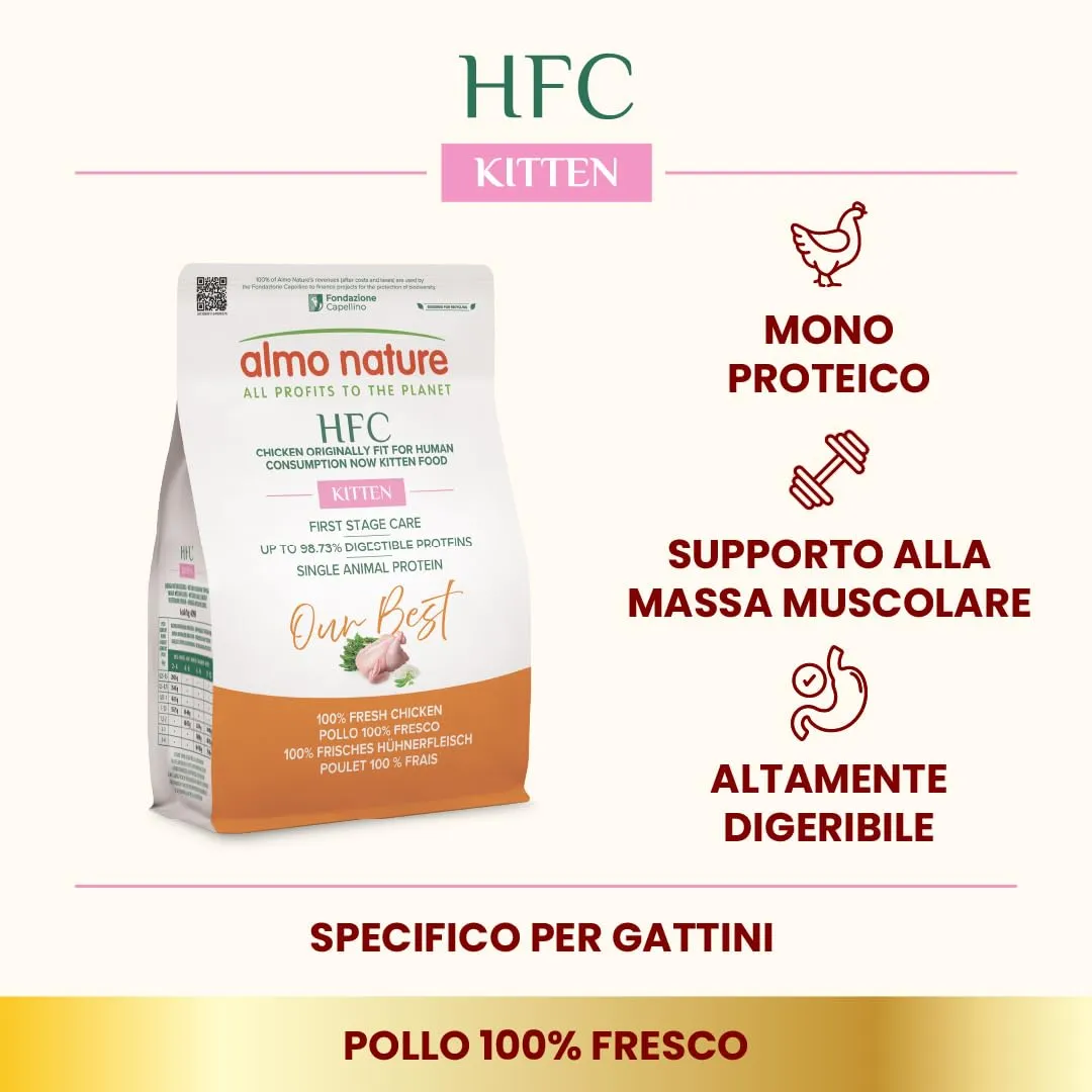 Almo Nature HFC Our Best Kitten Croccantini per Gattini Pollo Fresco Monoproteico Senza Glutine 300g - immagine 3