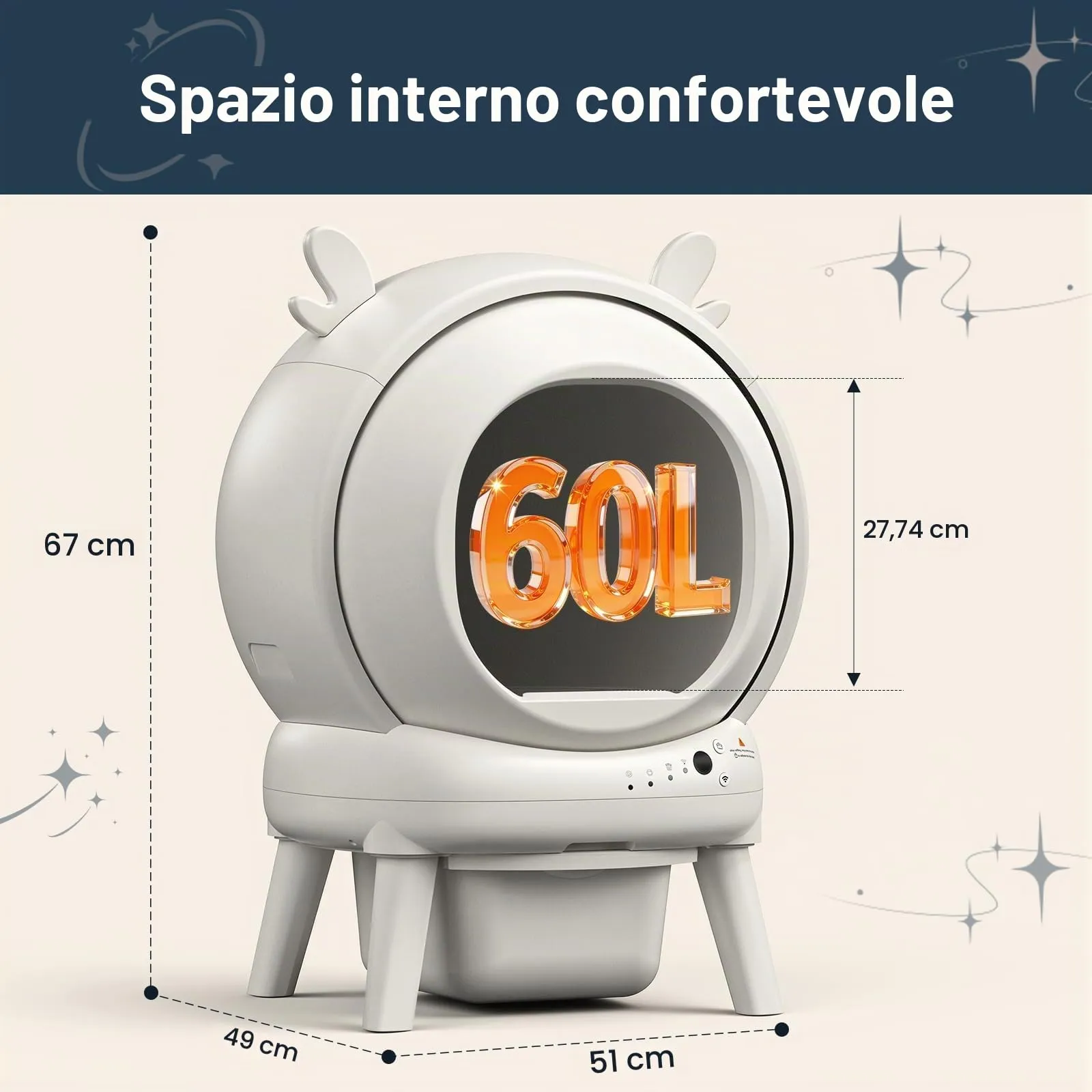 SEERFashion Lettiera Gatto Autopulente XXL con App, Capacità 73 L, Triplo Sensore di Sicurezza - immagine 9