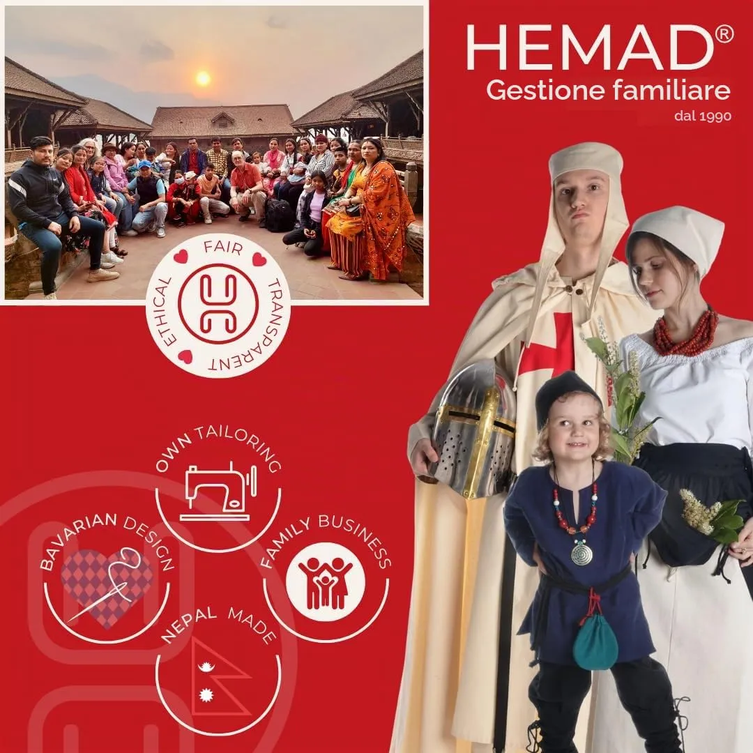 HEMAD Borsa Medievale Widia in Cotone - Marrone, Taglia Unica - immagine 7
