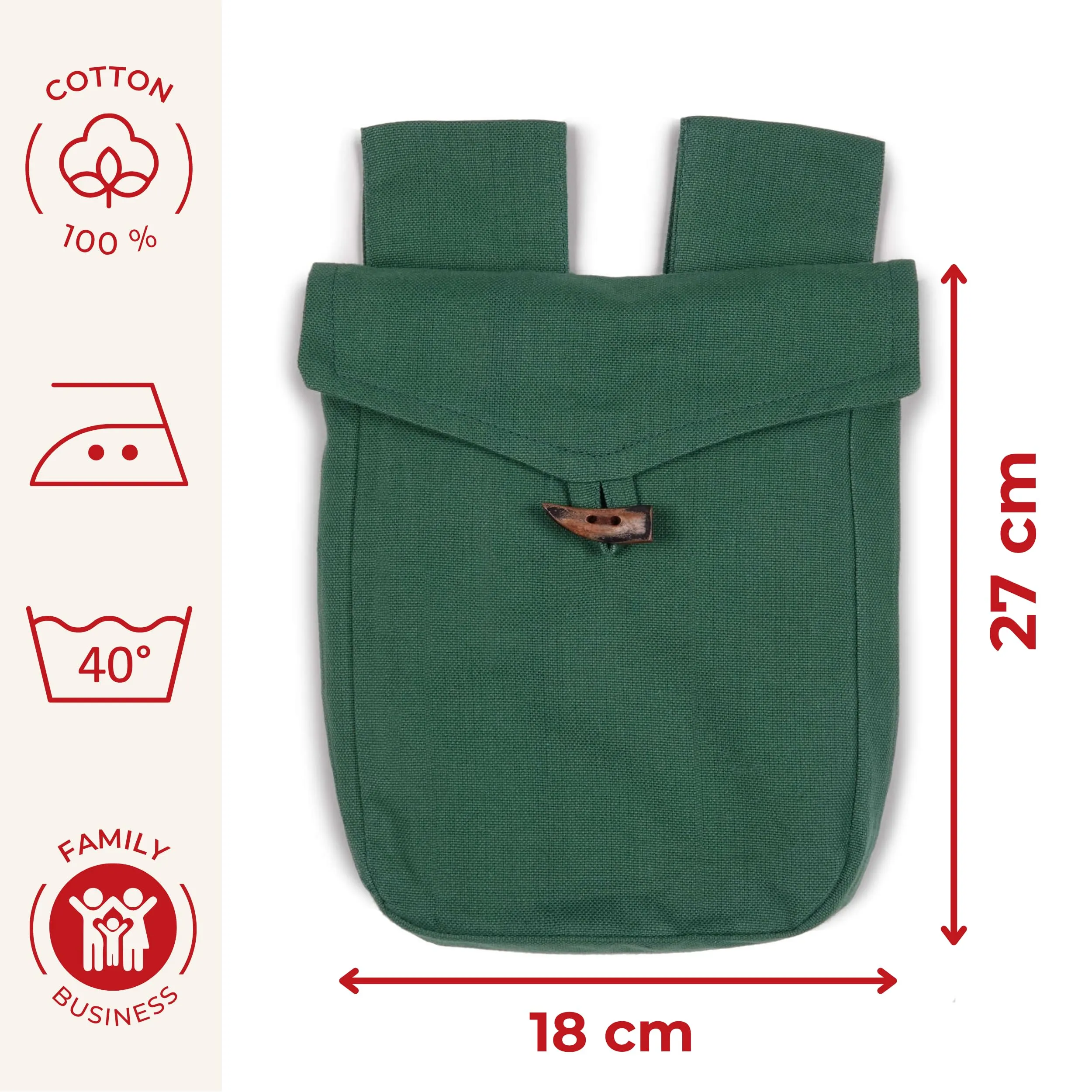 HEMAD Borsa medievale in cotone modello Widia, verde, Taglia unica - immagine 3