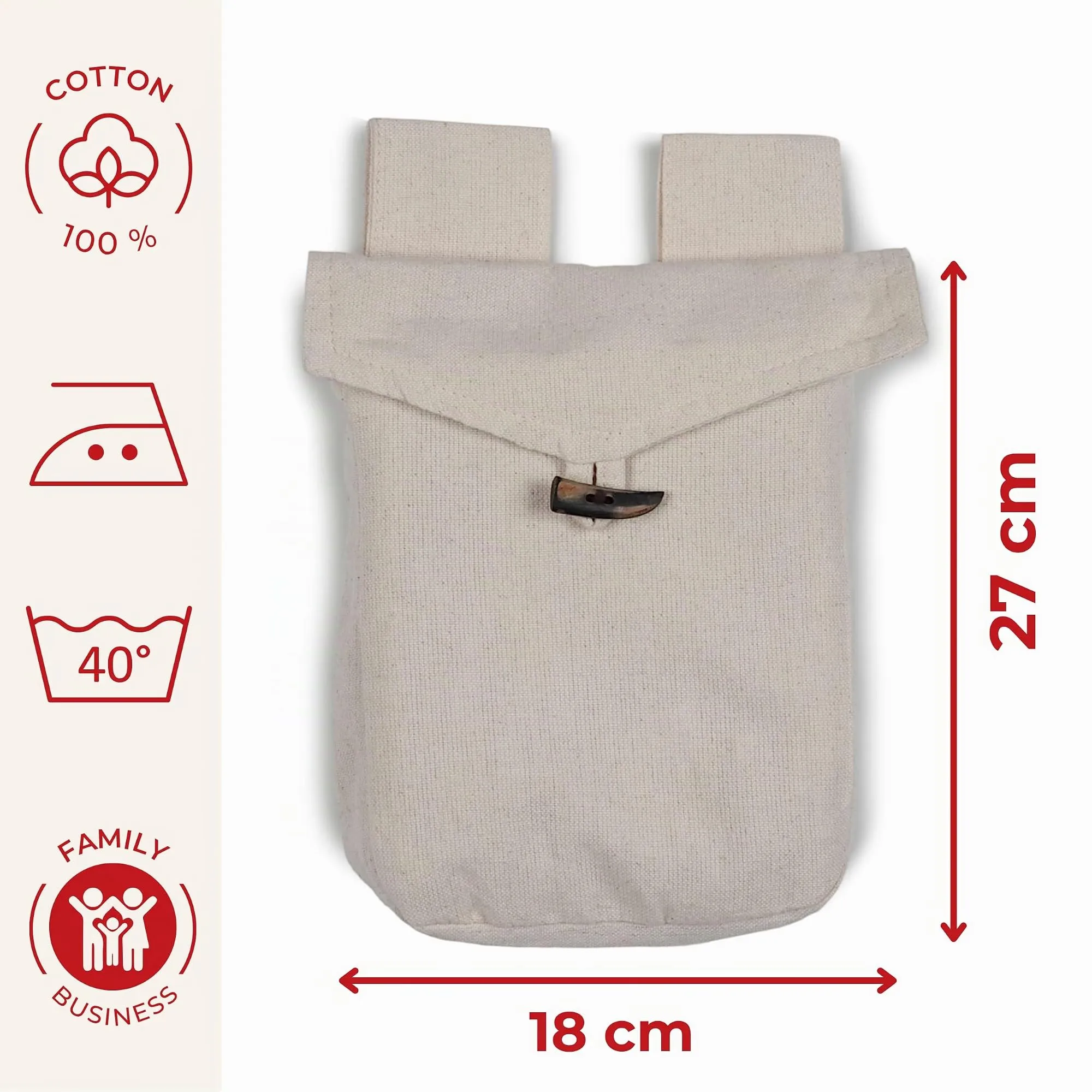 HEMAD Borsa medievale in cotone Widia, beige, taglia unica - immagine 3