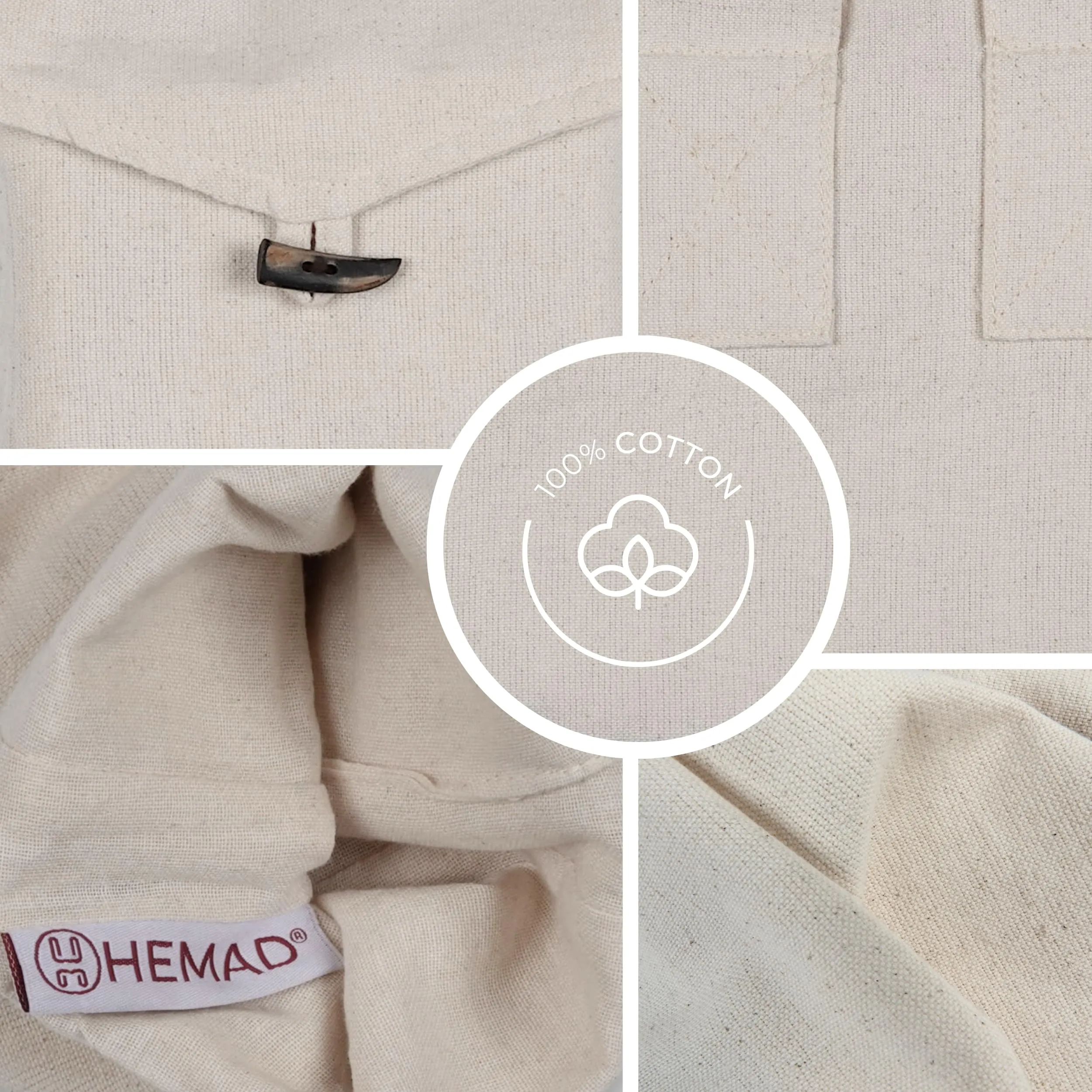 HEMAD Borsa medievale in cotone Widia, beige, taglia unica - immagine 4