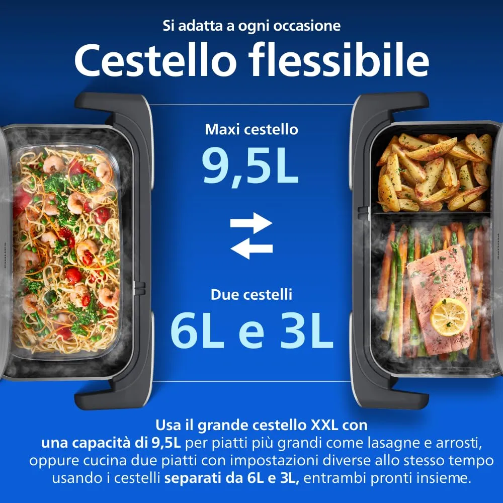 Philips Airfryer 5000 Friggitrice ad aria Cestello Flexi 9.5L Vapore NA565 - immagine 14