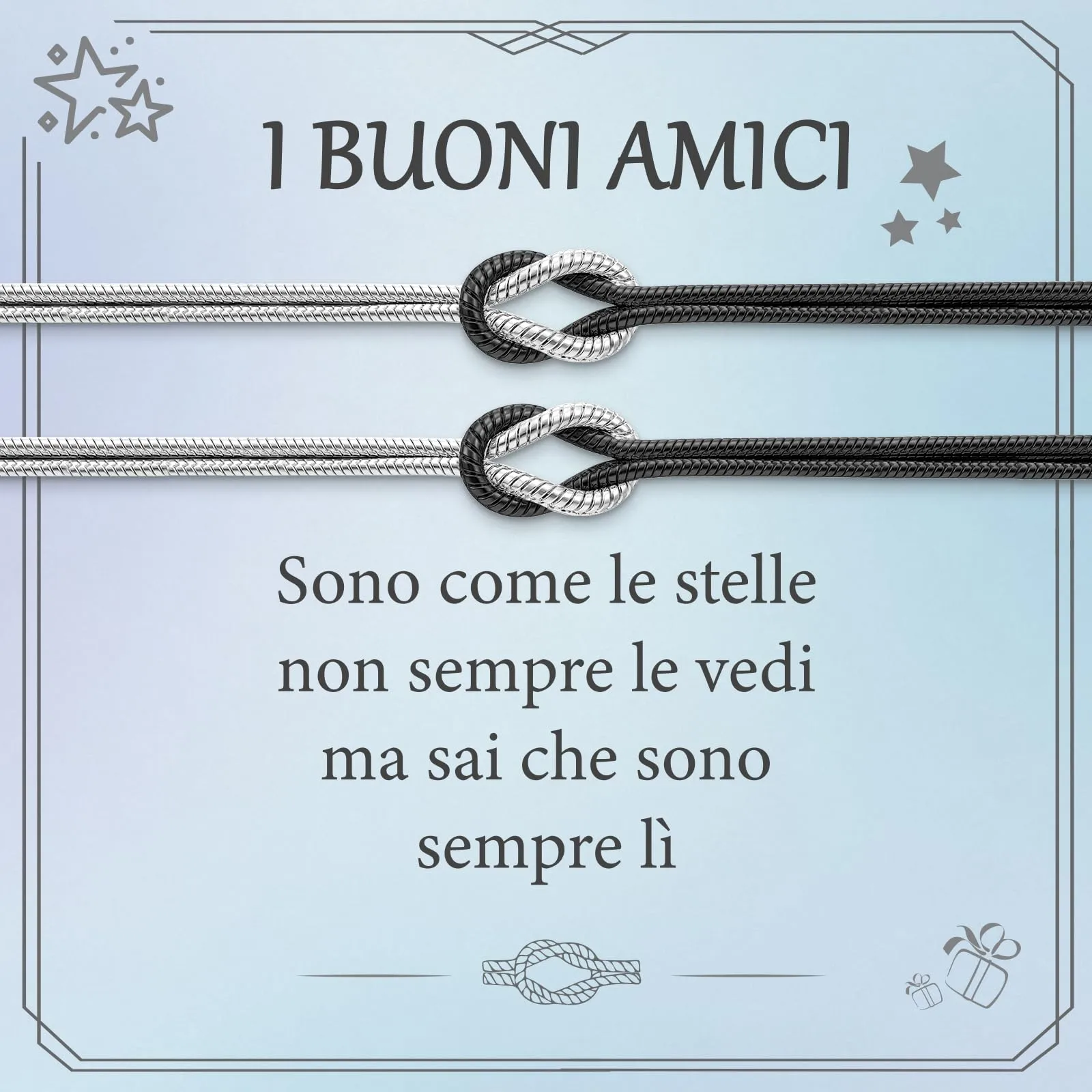 J.Fée Set 2 Bracciali Amicizia Nodo in Argento 925, Argento Nero - immagine 1