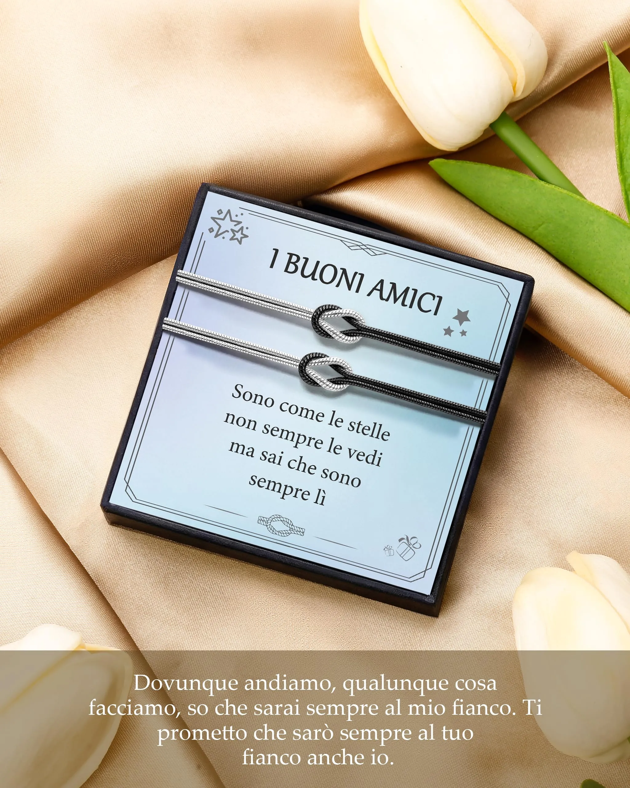 J.Fée Set 2 Bracciali Amicizia Nodo in Argento 925, Argento Nero - immagine 2