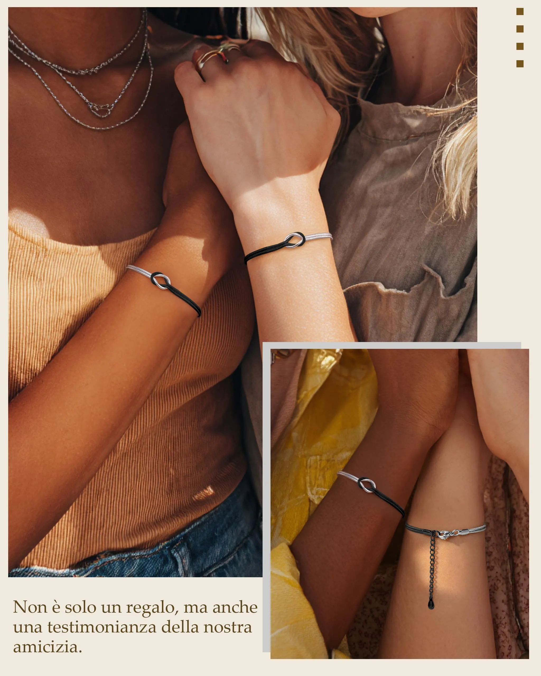 J.Fée Set 2 Bracciali Amicizia Nodo in Argento 925, Argento Nero - immagine 3