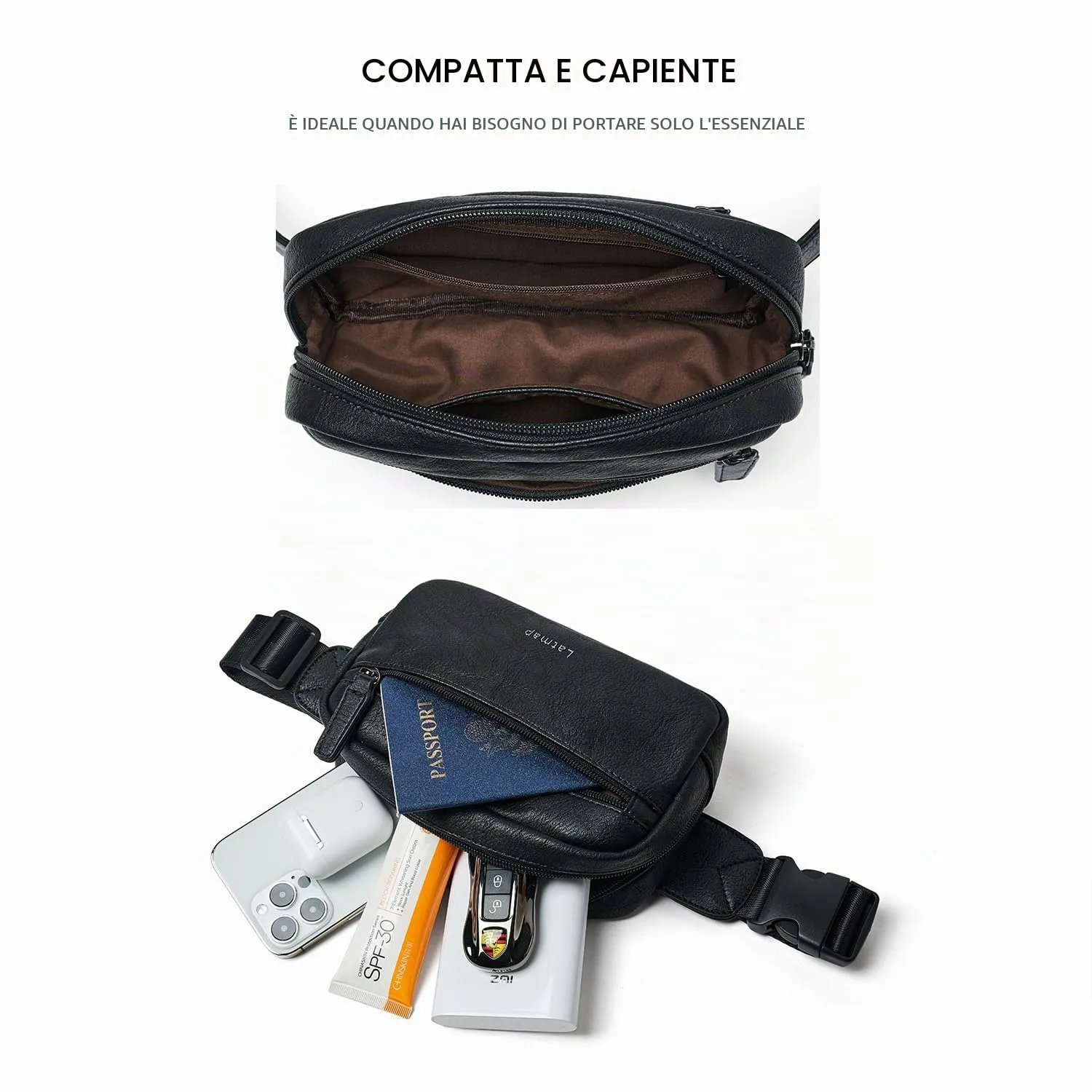 LATMAP Marsupio Donna in Pelle PU, Borsa a Tracolla e Cintura Piccola - immagine 5