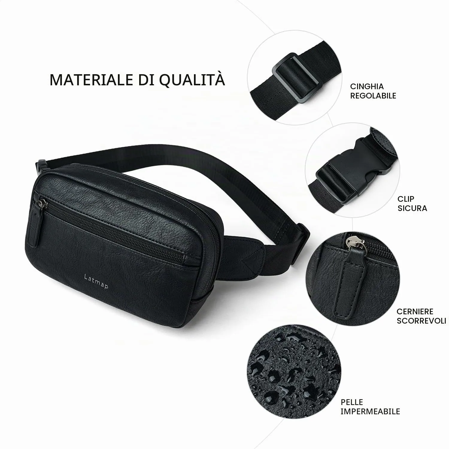 LATMAP Marsupio Donna in Pelle PU, Borsa a Tracolla e Cintura Piccola - immagine 6