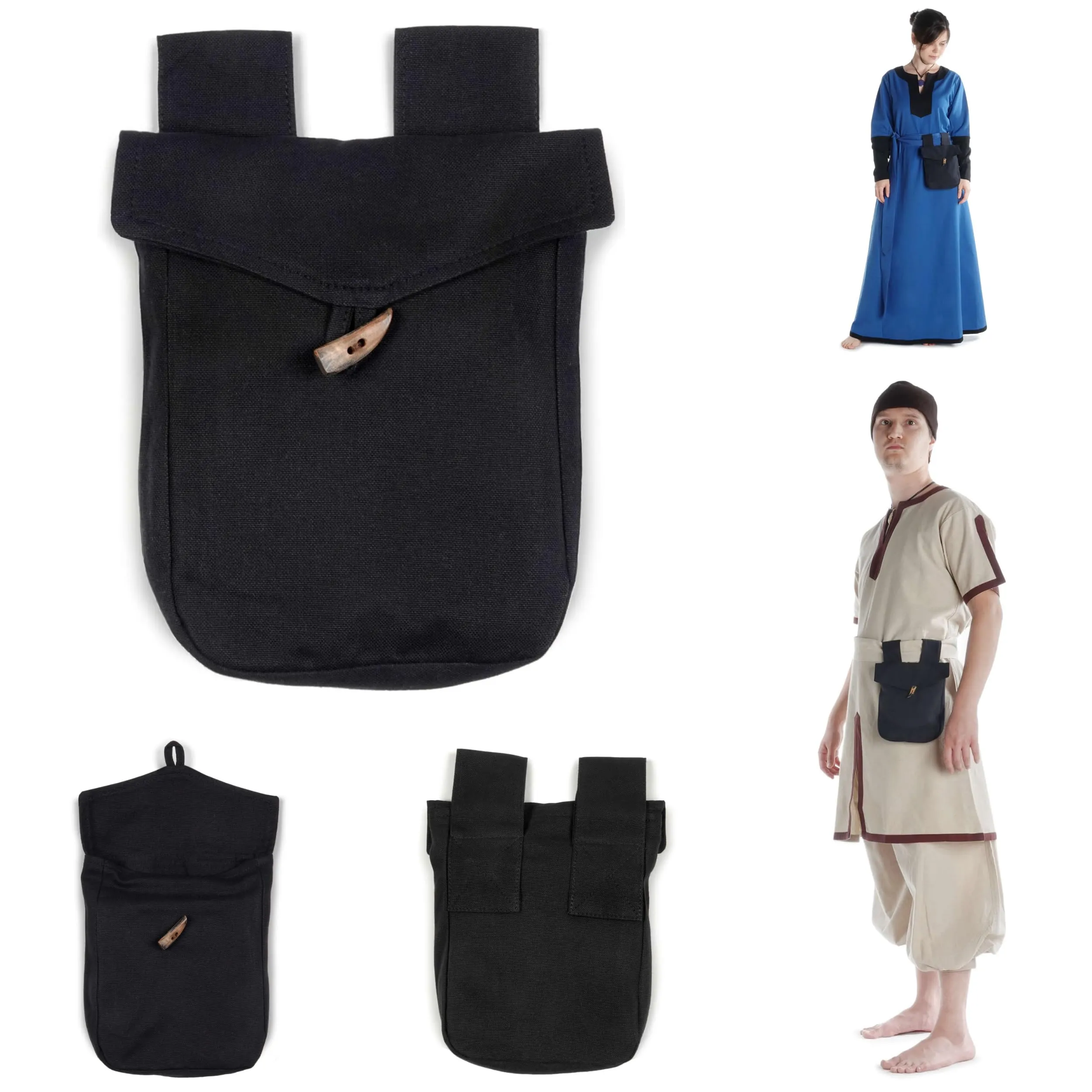 HEMAD Borsa medievale Widia, cotone, Nero, Taglia unica - immagine 2