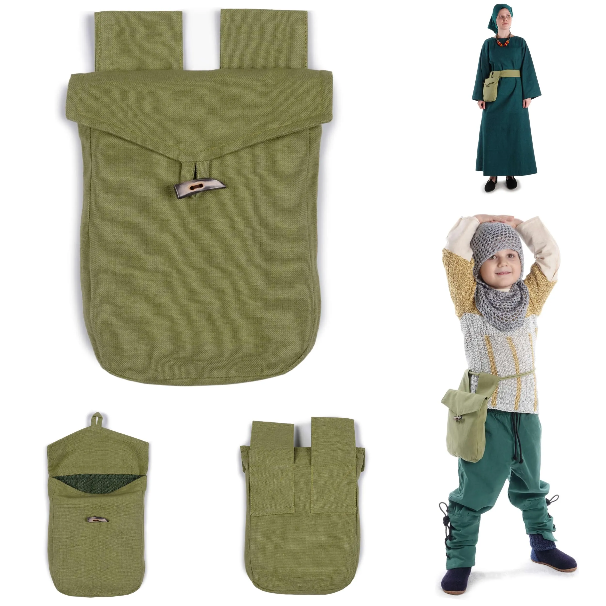 HEMAD Borsa Medievale Widia in Cotone - Verde Chiaro - immagine 2