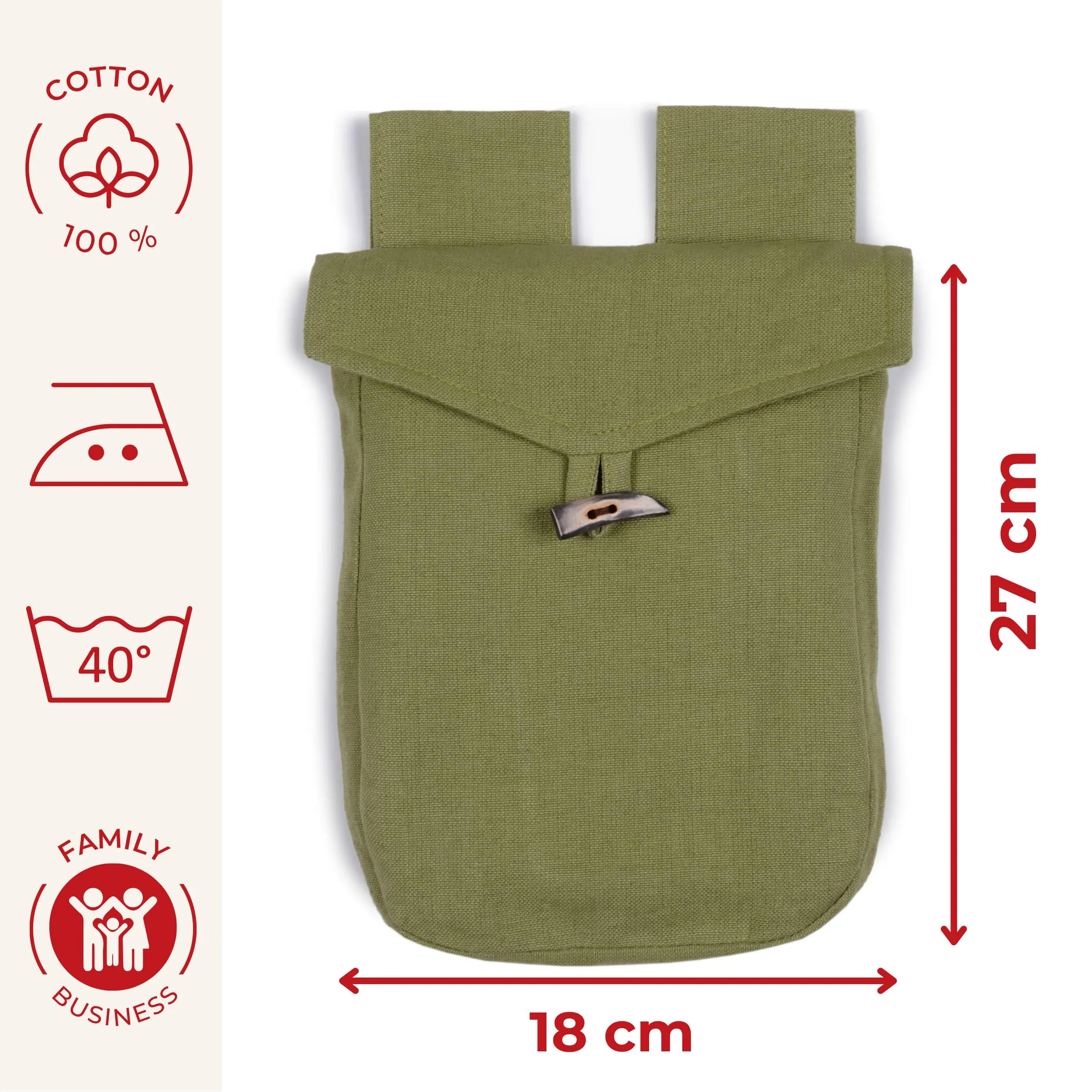 HEMAD Borsa Medievale Widia in Cotone - Verde Chiaro - immagine 3