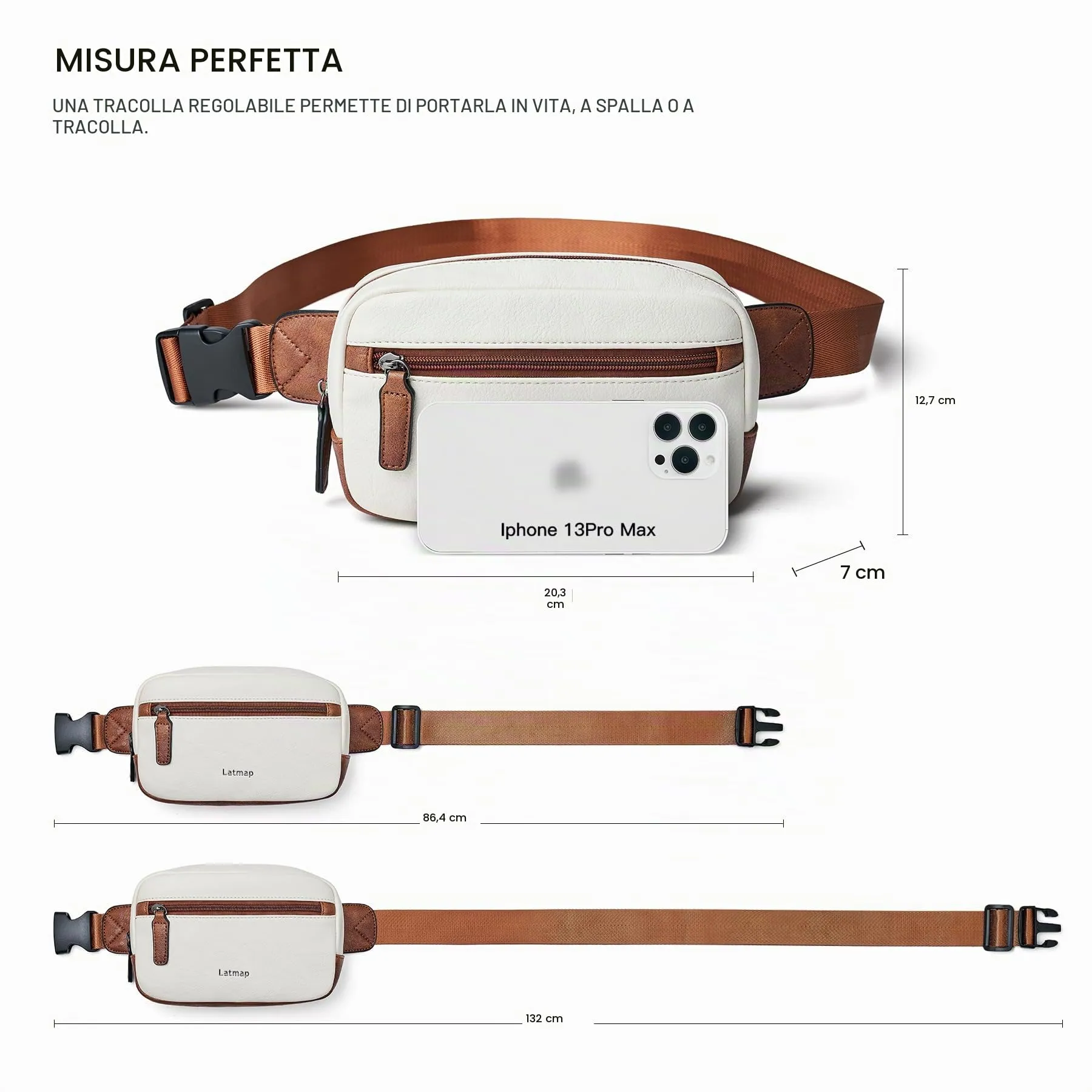 LATMAP Marsupio Donna in Pelle PU, Borsa a Tracolla e Sling Bag Piccola - immagine 4