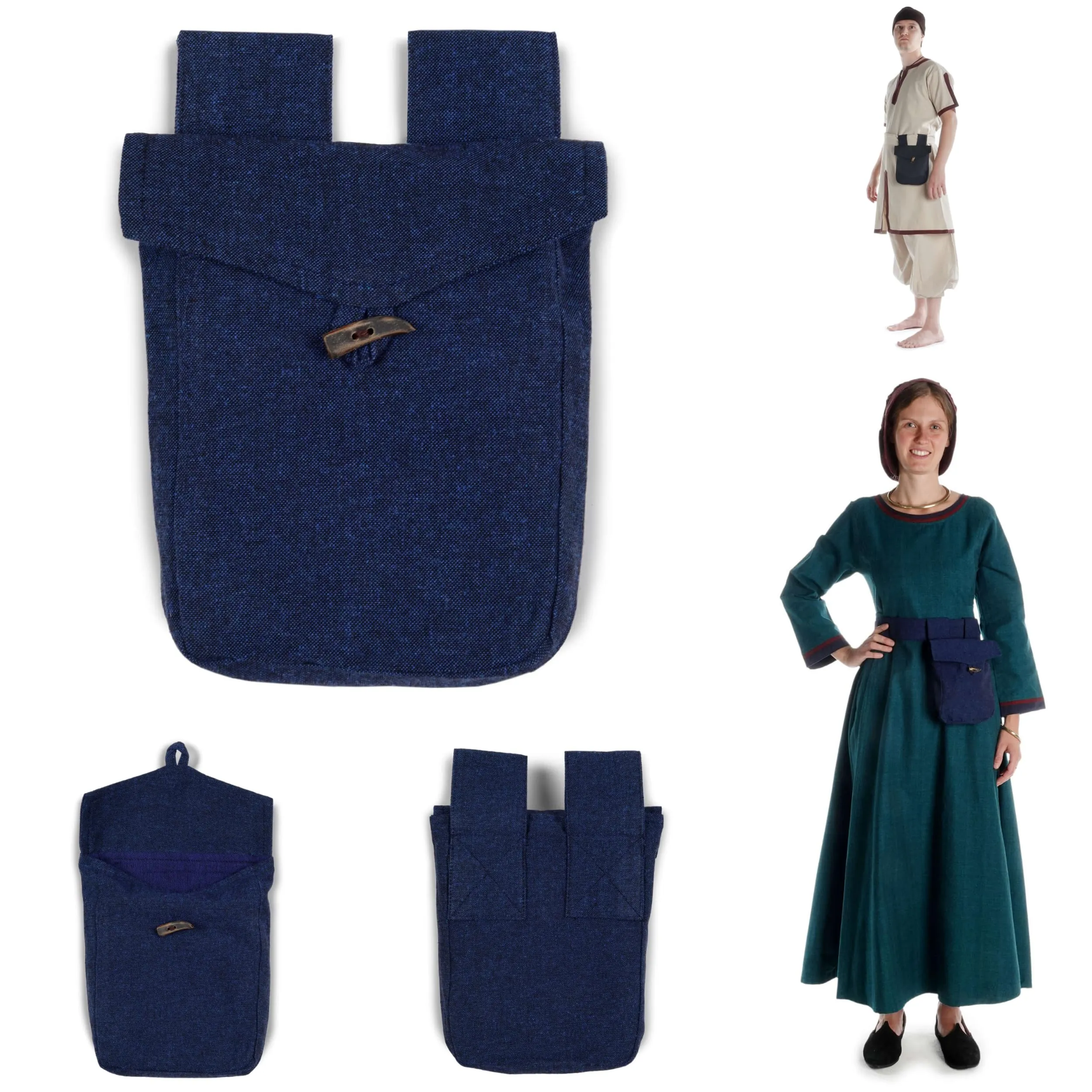 HEMAD Borsa medievale in cotone Widia, Blu, Taglia unica - immagine 2