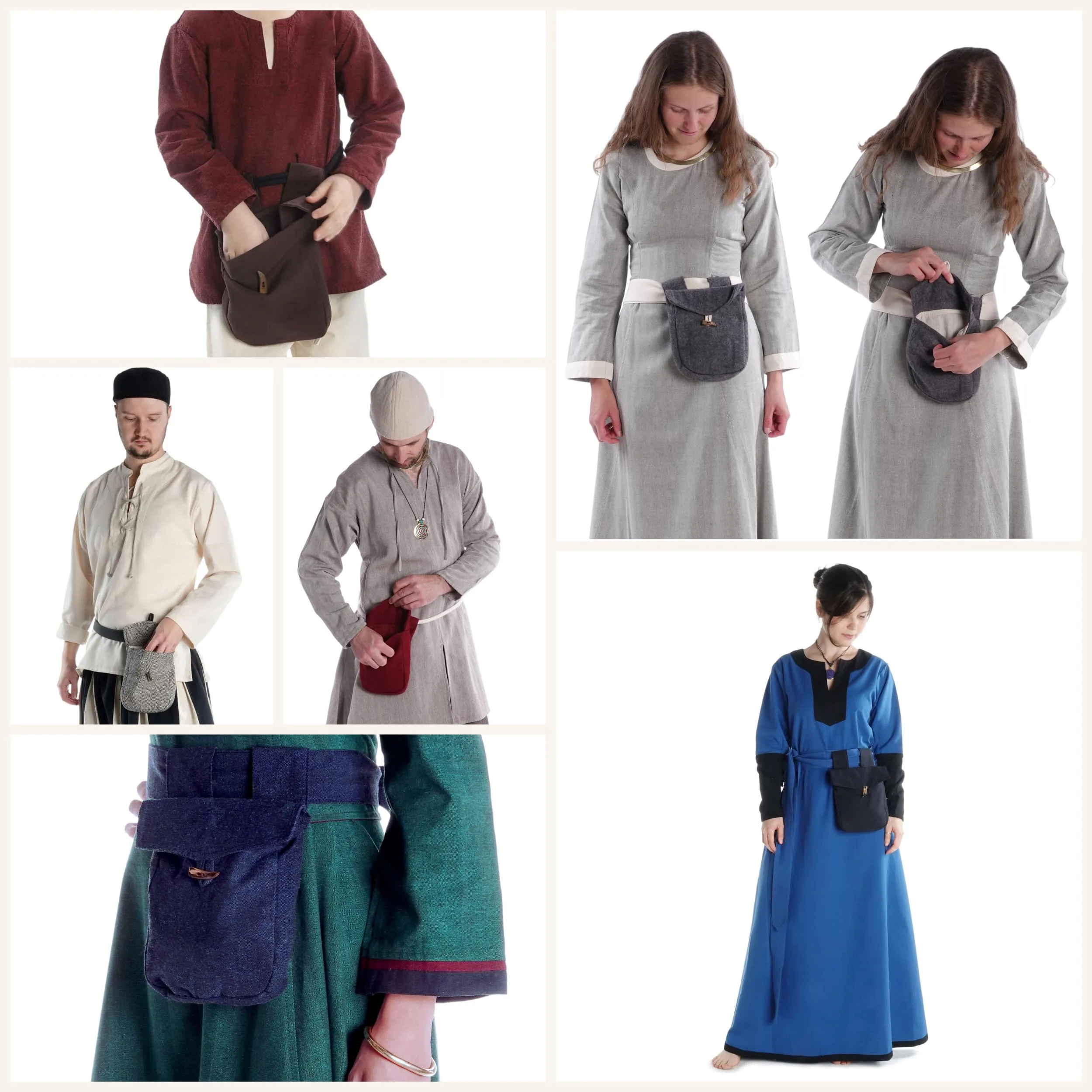 HEMAD Borsa medievale in cotone Widia, Blu, Taglia unica - immagine 5