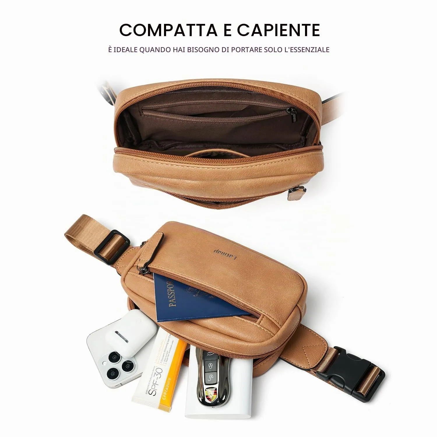 LATMAP Marsupio Donna in Pelle PU, Borsa a Tracolla e Borsa a Vita Piccola - immagine 4